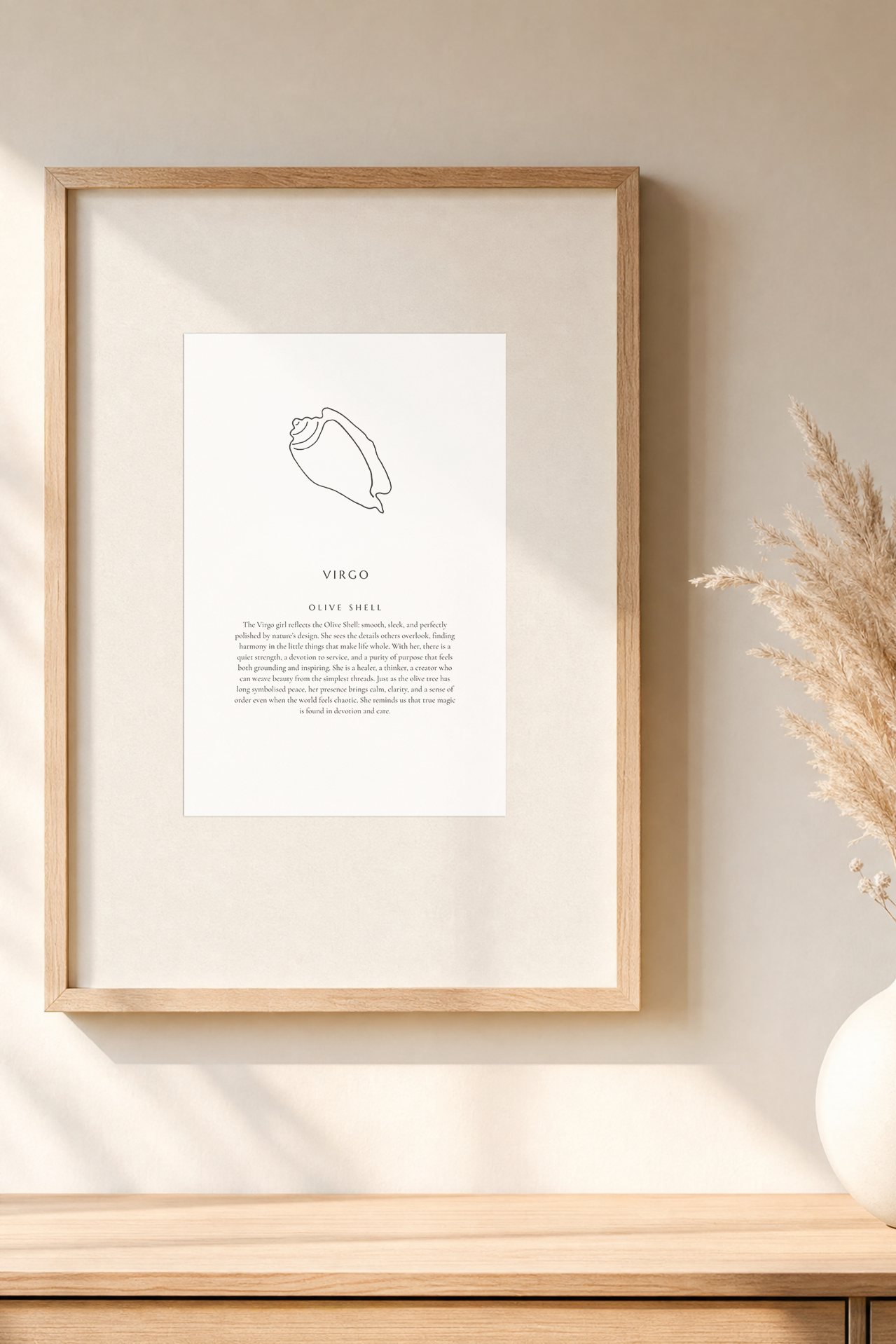 Virgo Zodiac Shell Print – Olive