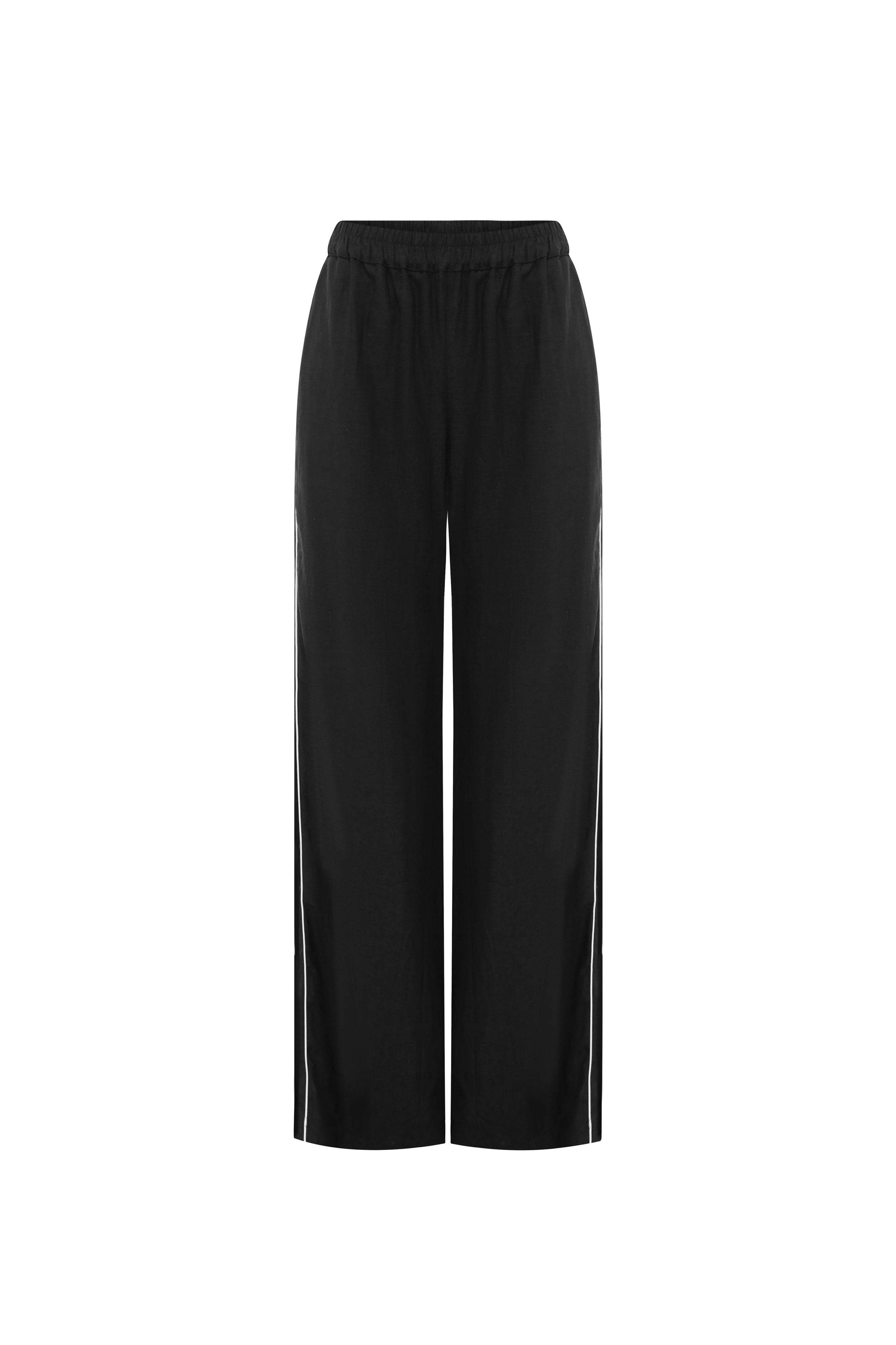 Vera Linen Wide Pants - Noir