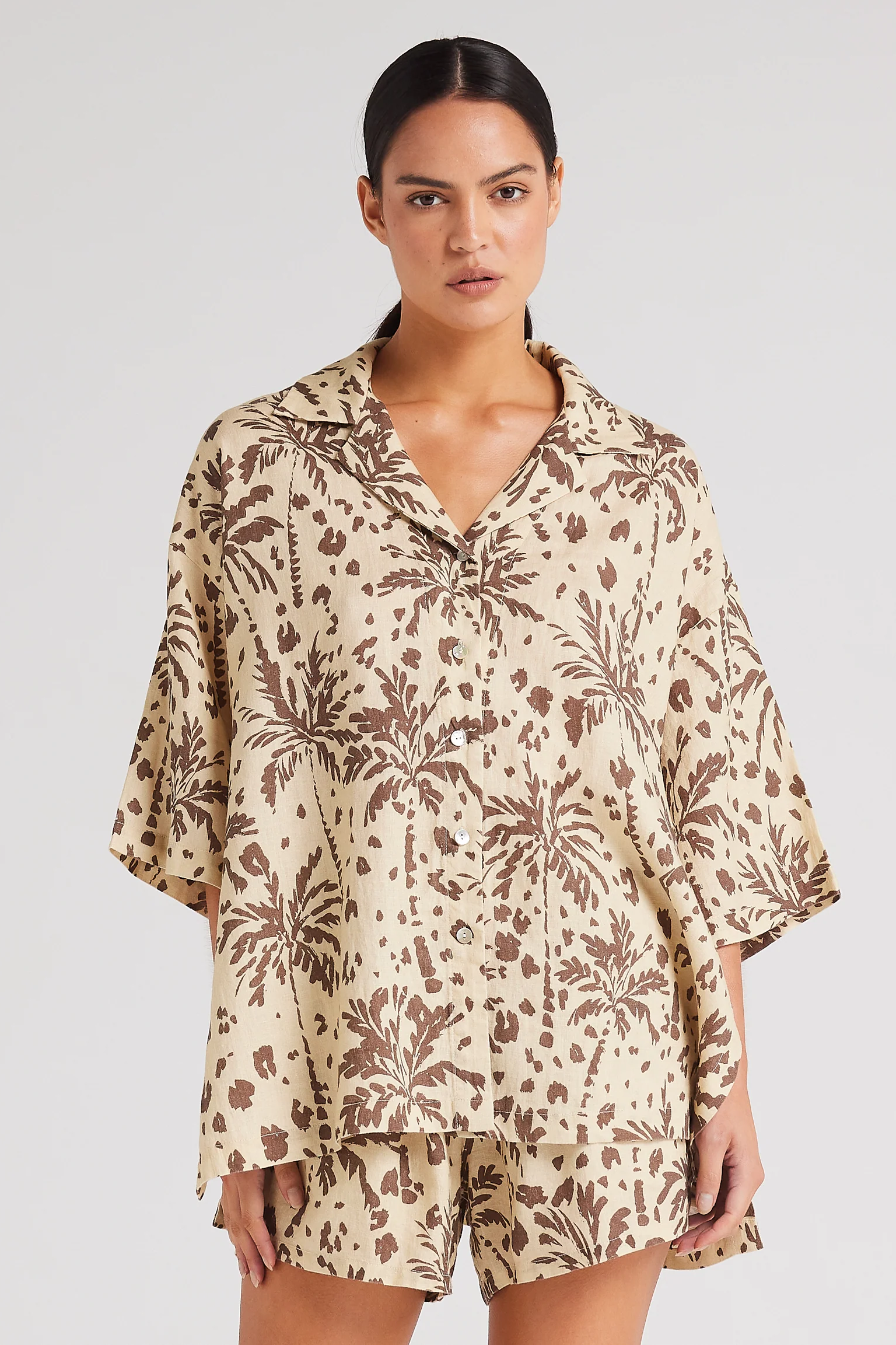 Zanzibar 100% Linen Over Shirt - Marzipan