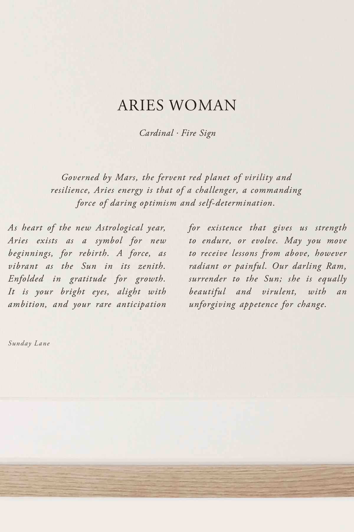 Aries Woman 5 - Wall Art - Sunday Lane - Women's fashion at The Freedom State