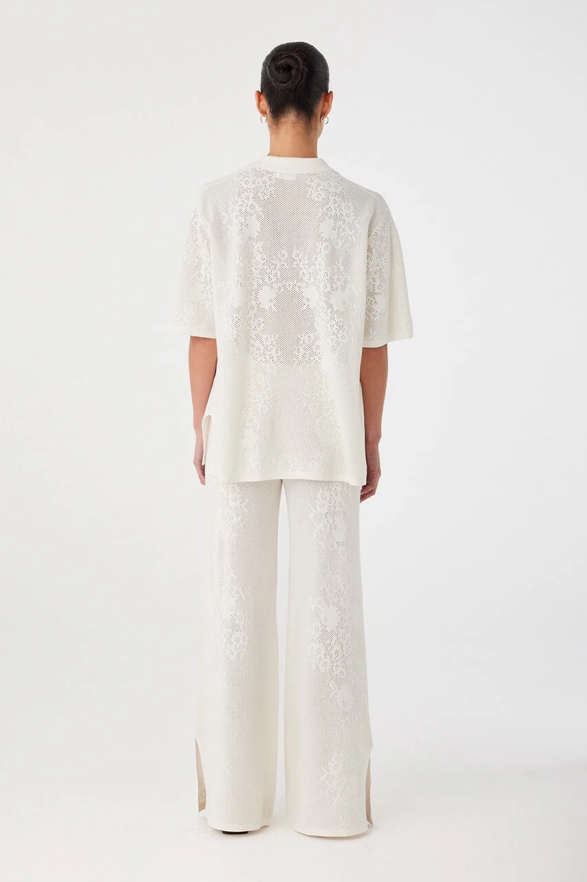 Aster Crochet Pant - Cream