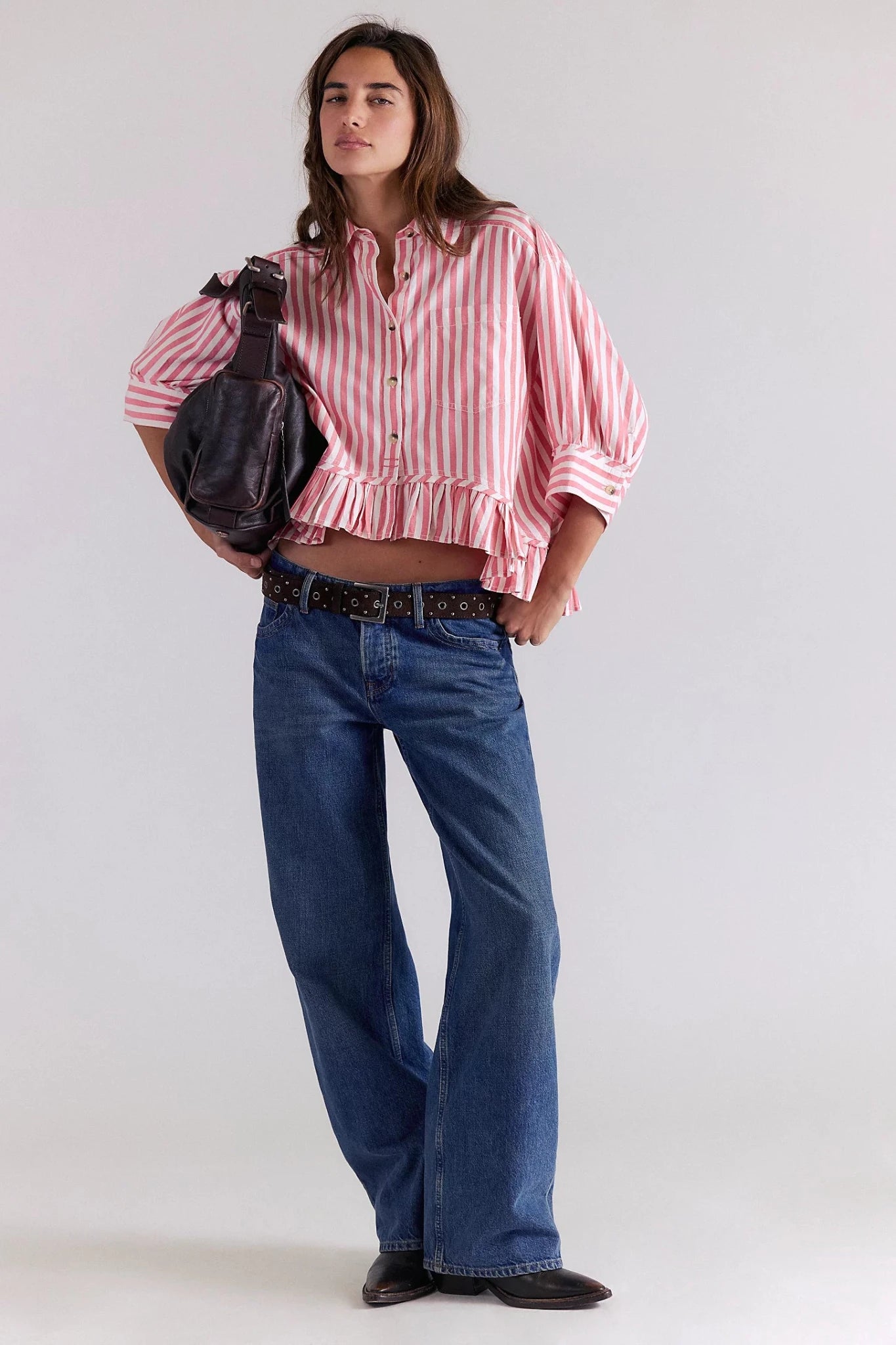 Bailey Stripe Shirt - Coral Combo - Fashion Tops - Free People - Women's fashion at The Freedom State