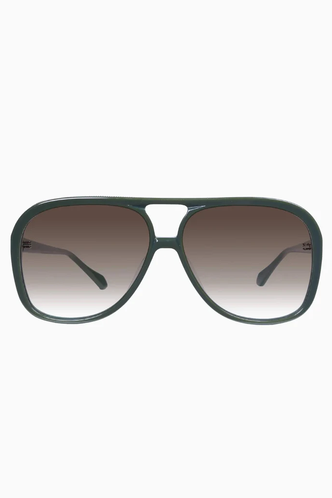 Bang | Sunglasses - Army Green w. Gold Metal / Brown Gradient Lens
