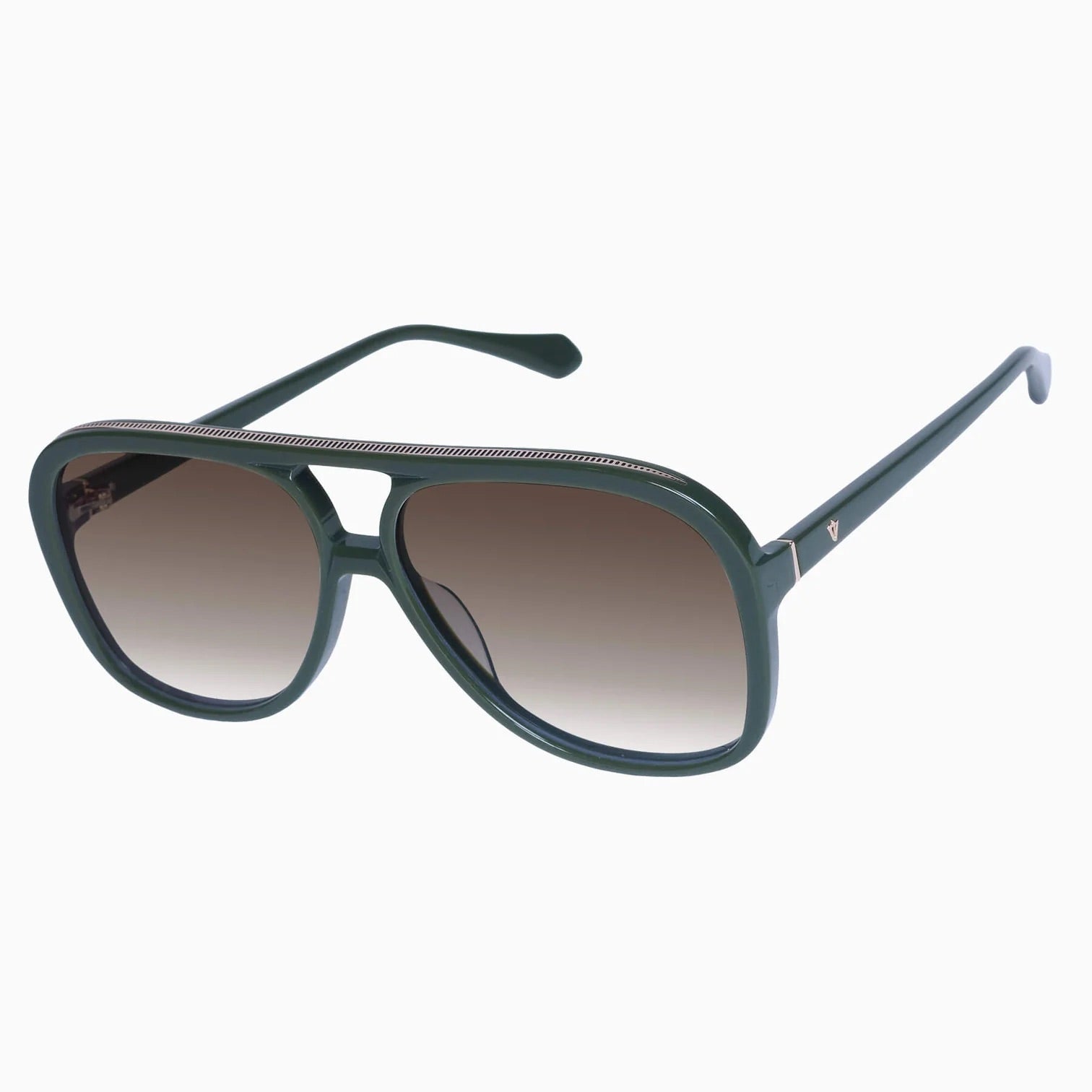 Bang | Sunglasses - Army Green w. Gold Metal / Brown Gradient Lens