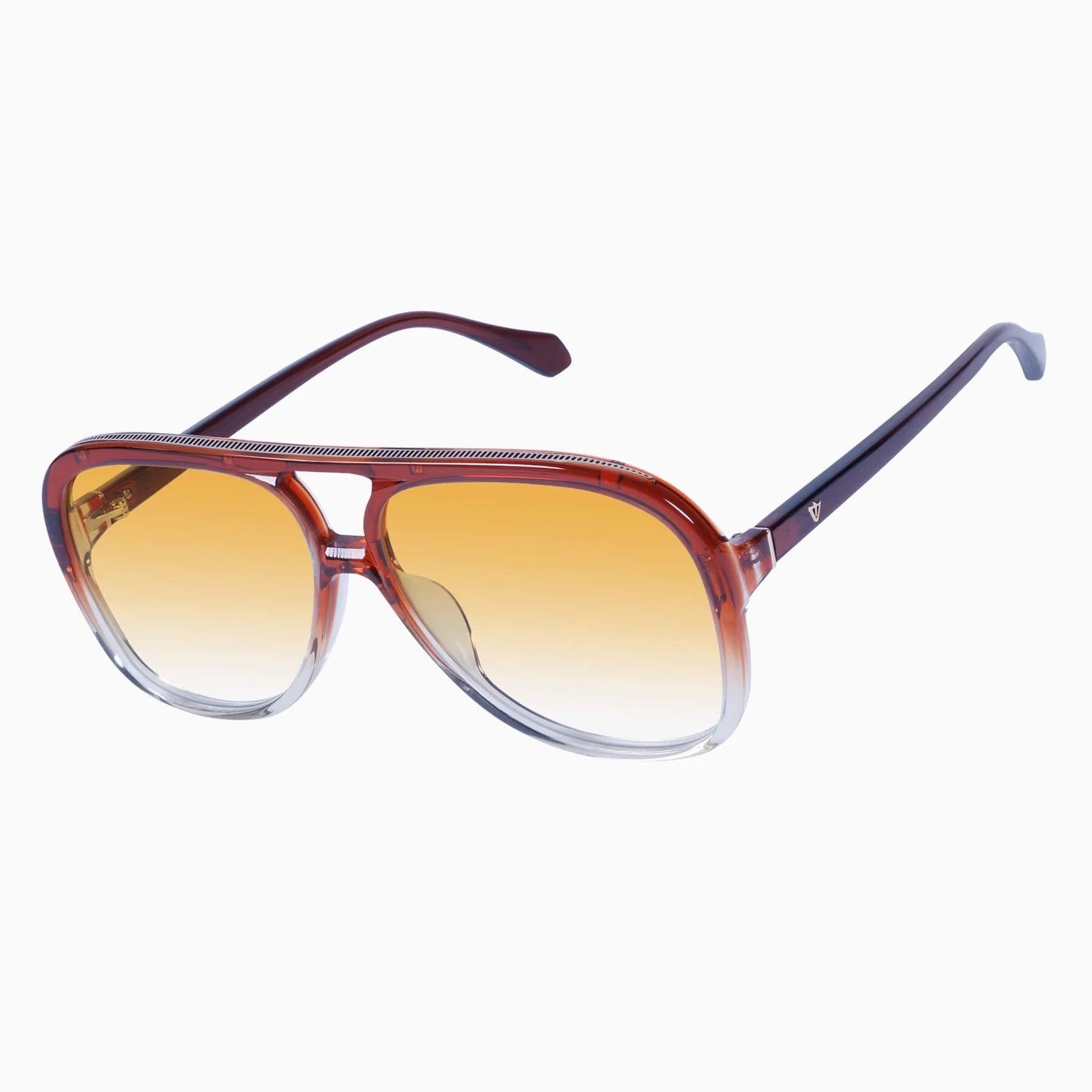 Bang | Sunglasses - Burnt Orange Fade To Crystal w. Gold Metal Trim / Orange Gradient Lens