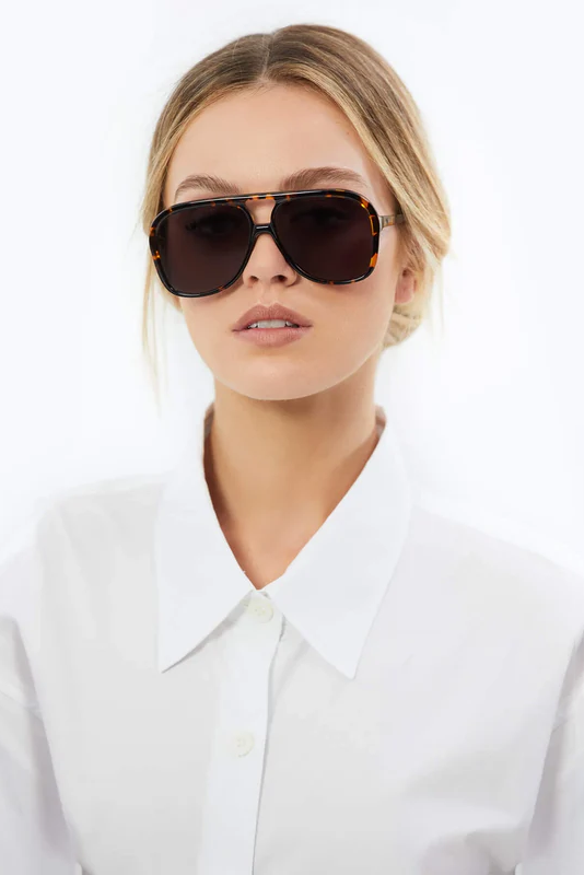 Bang | Sunglasses - Dark Tortoise w. Matte Black Metal Trim / Black Lens