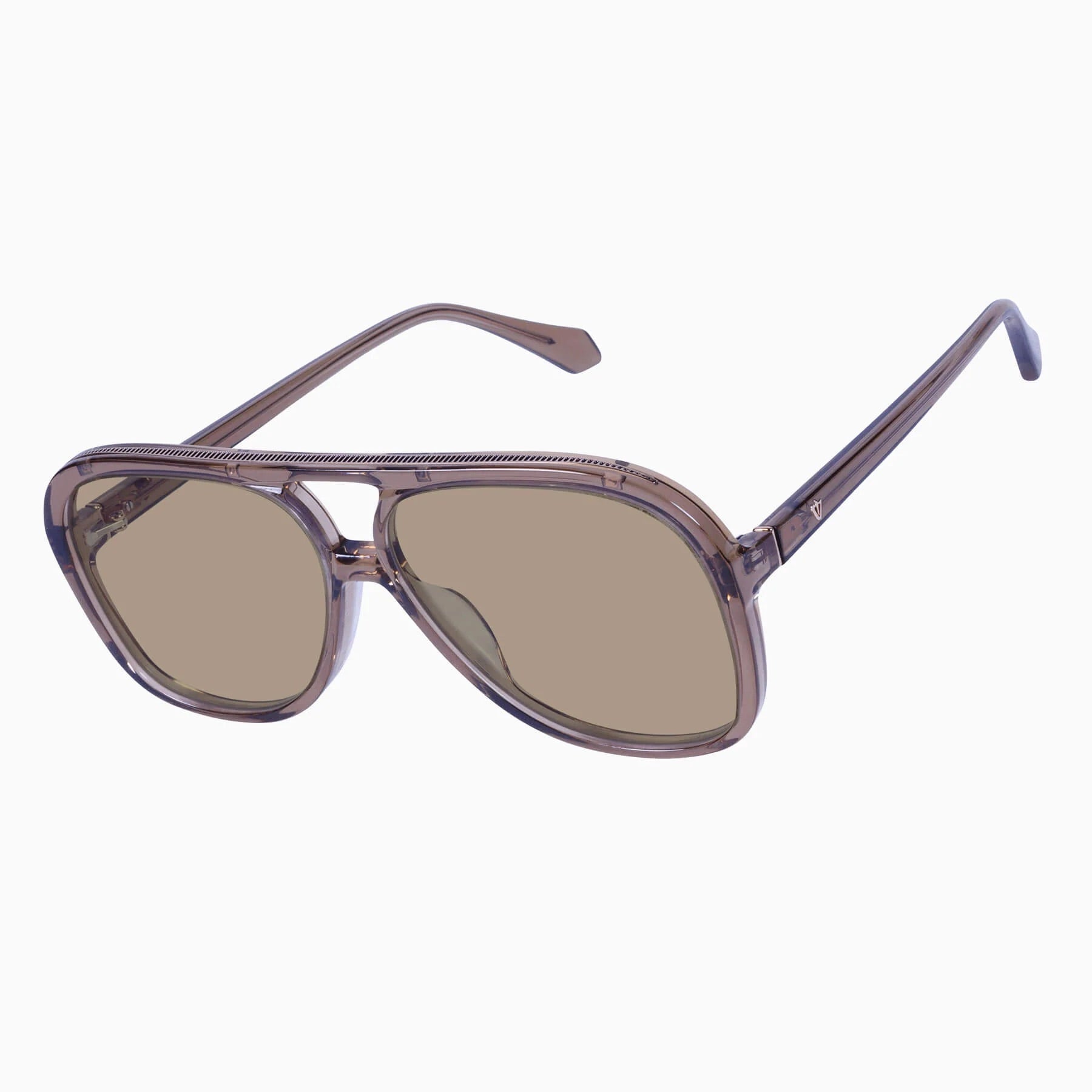 Bang | Sunglasses - Transparent Mocha w. Rose Gold Metal Trim / Light Brown Lens