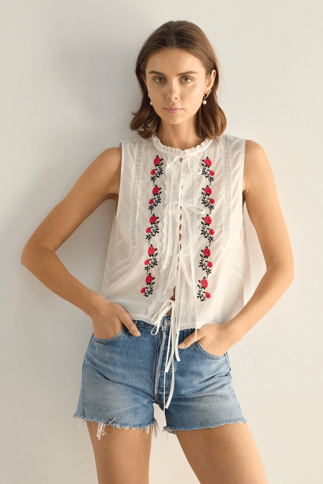 Bellamy Embroidered Blouse - White - Fashion Tops - Auguste The Label