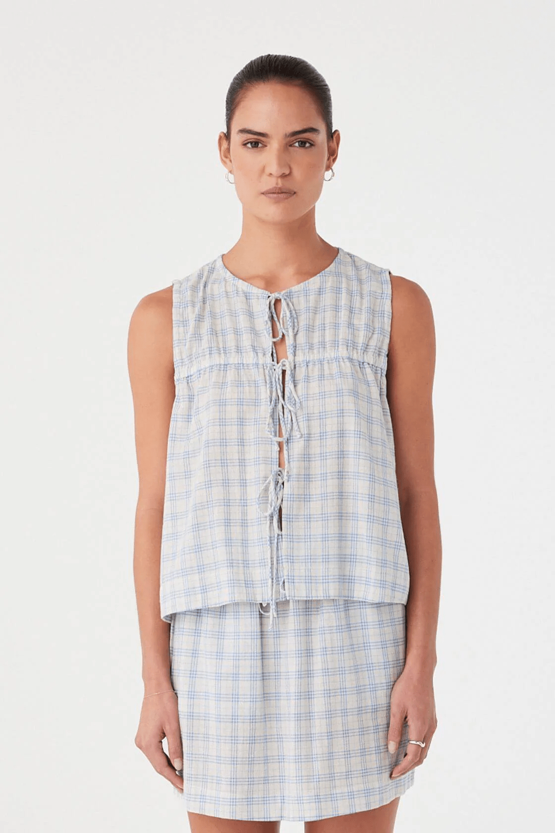 Camille Skirt - Powder Blue Check - Skirts - Arcaa Movement