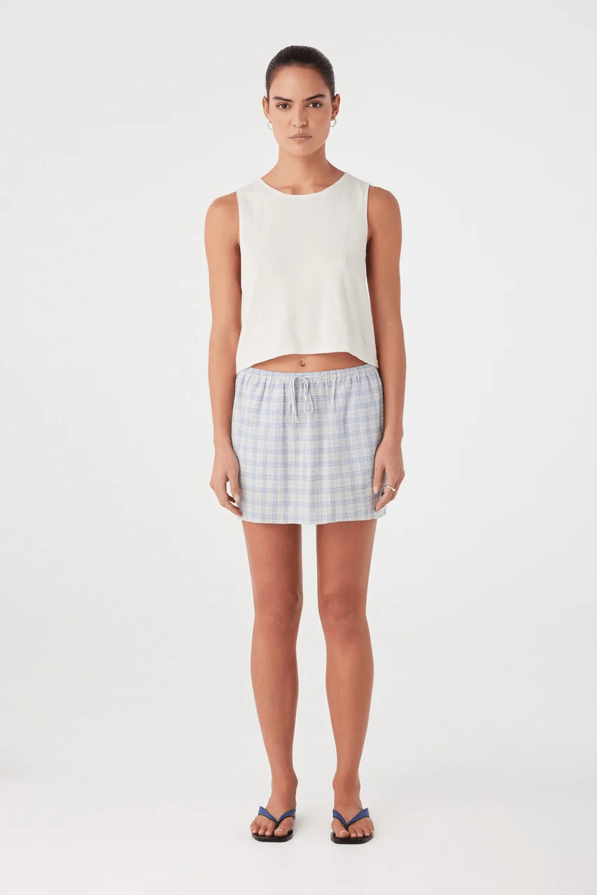 Camille Skirt - Powder Blue Check - Skirts - Arcaa Movement