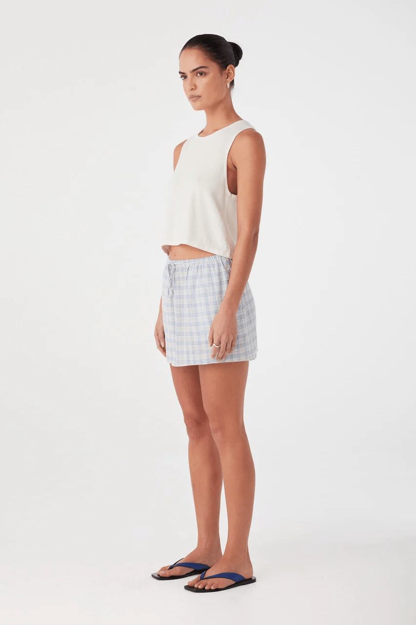Camille Skirt - Powder Blue Check - Skirts - Arcaa Movement