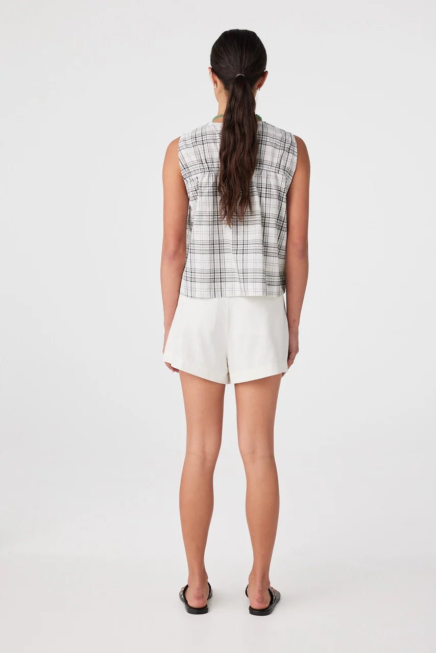 Camille Tie Top - Black/Cream Check - Fashion Tops - Arcaa Movement - Women's fashion at The Freedom State
