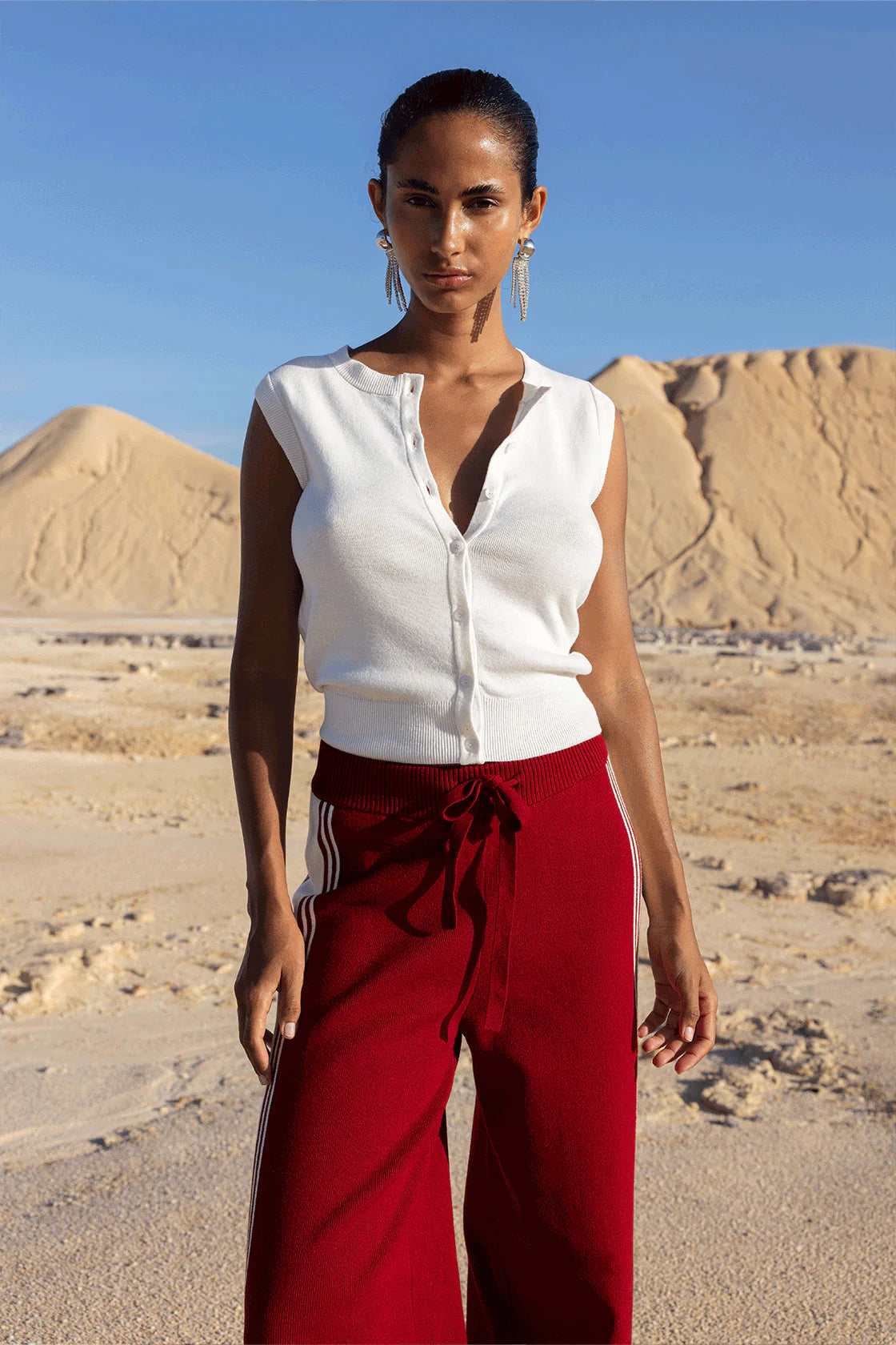 Emery Pant - Wine / Ecru