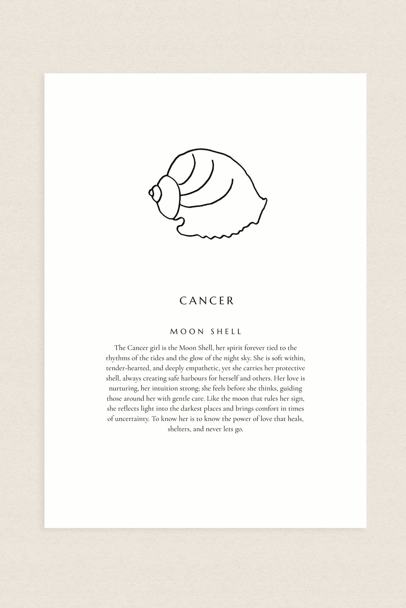 Cancer Zodiac Shell Print – Clam - Prints - The Freedom State - Women's fashion at The Freedom State