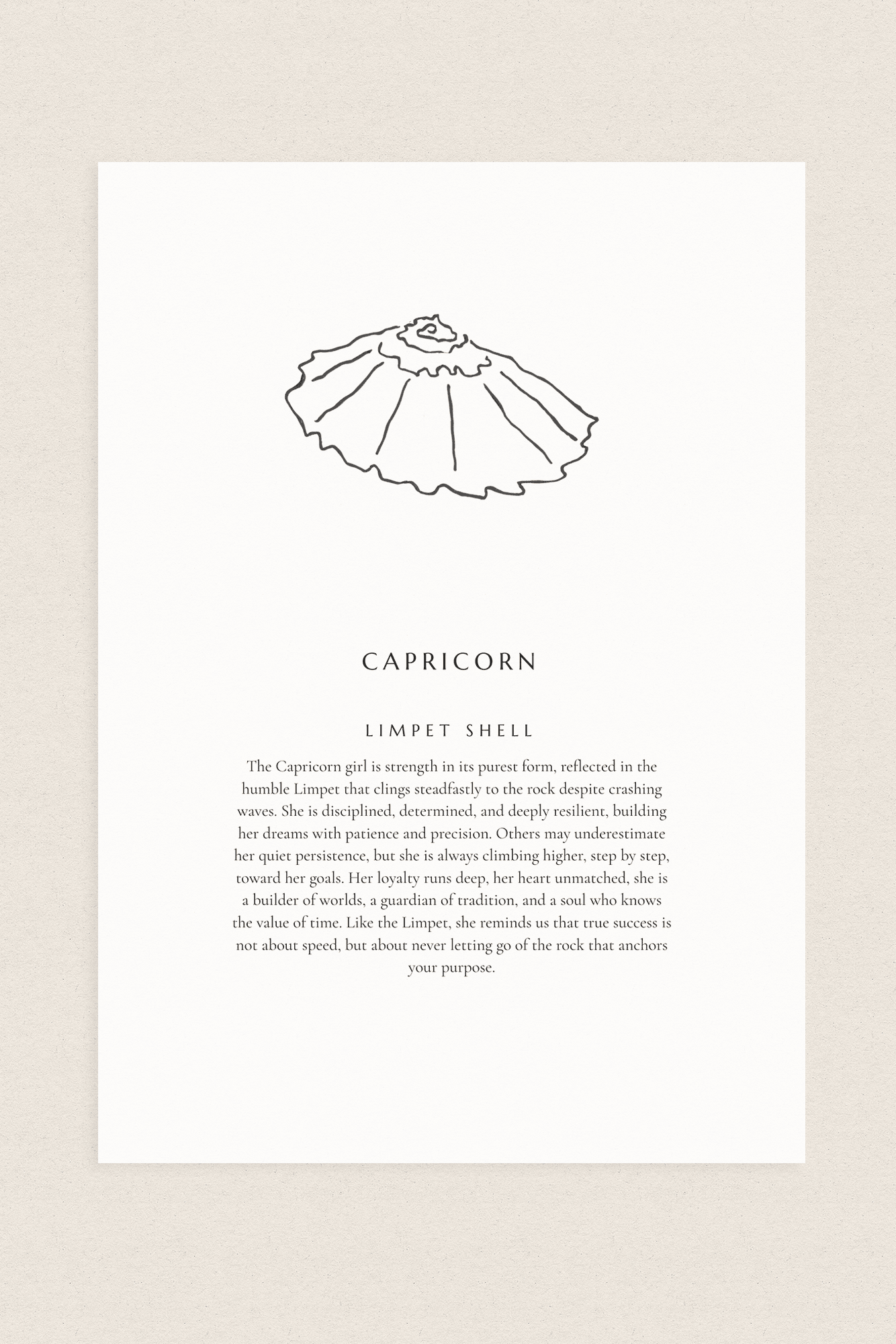 Capricorn Zodiac Shell Print – Limpet - Prints - The Freedom State - Women's fashion at The Freedom State