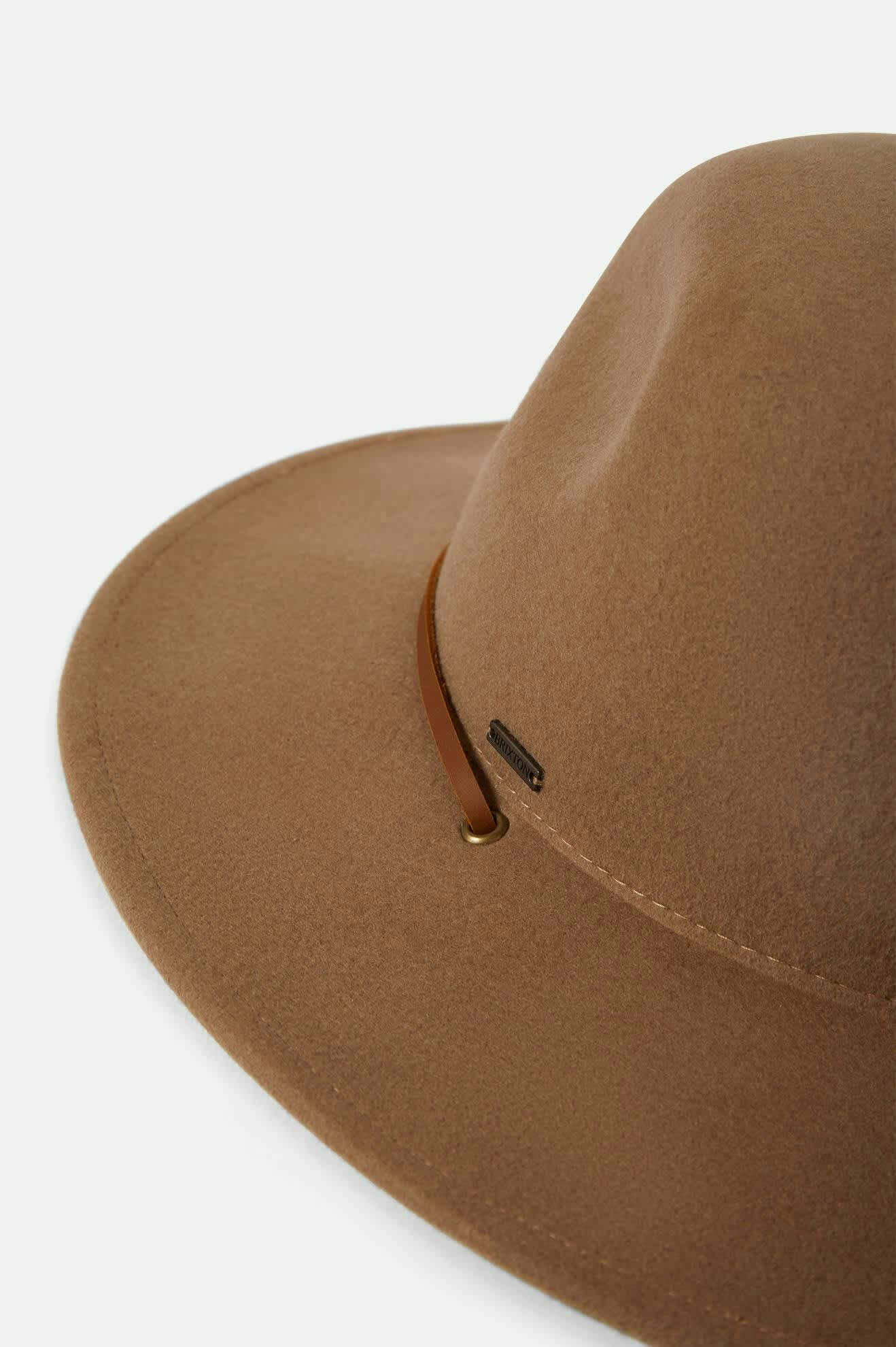Cedar WTHR Guard Packable Fedora - Khaki - Wide Brim Hat - Brixton