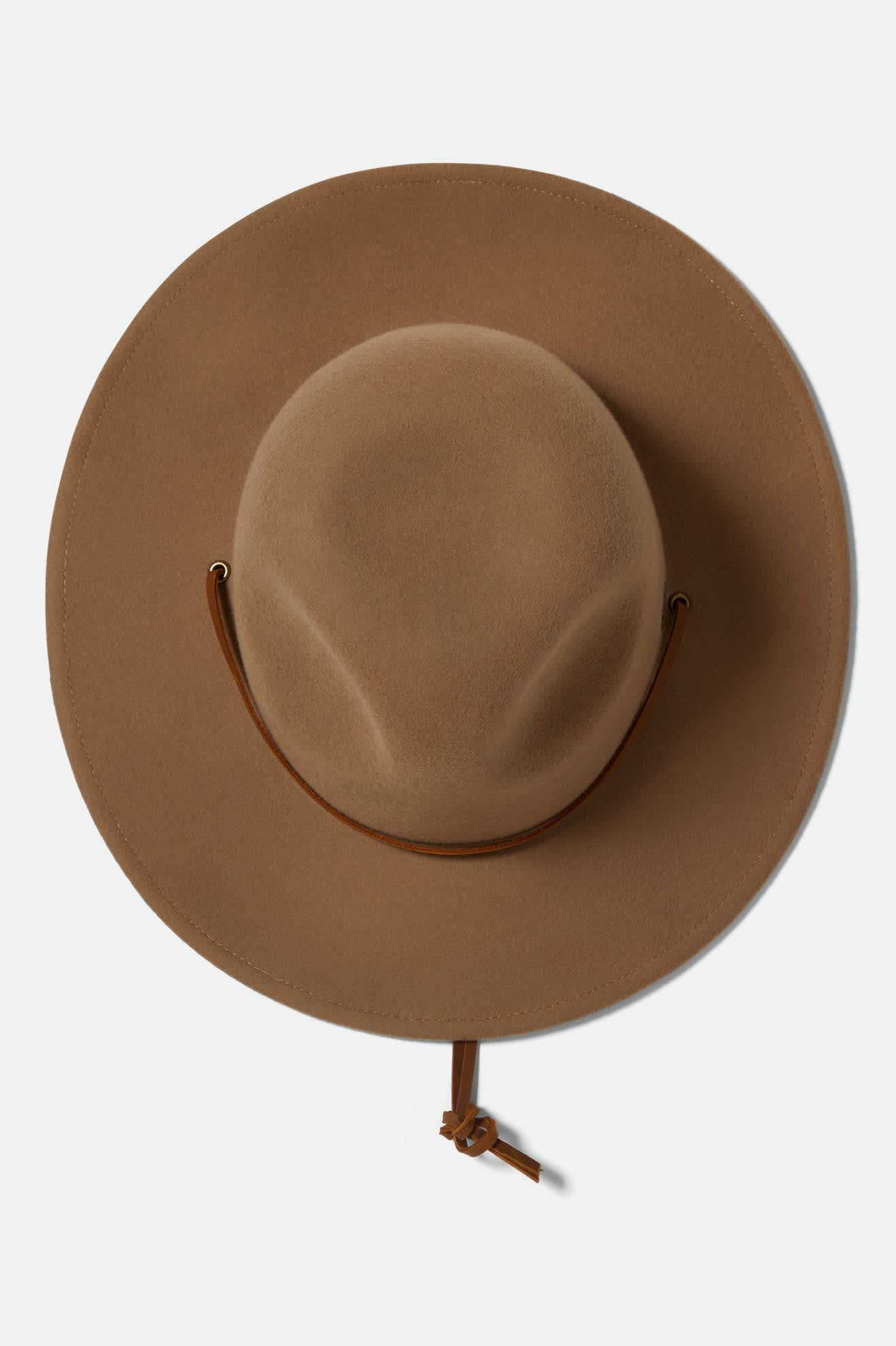 Cedar WTHR Guard Packable Fedora - Khaki - Wide Brim Hat - Brixton