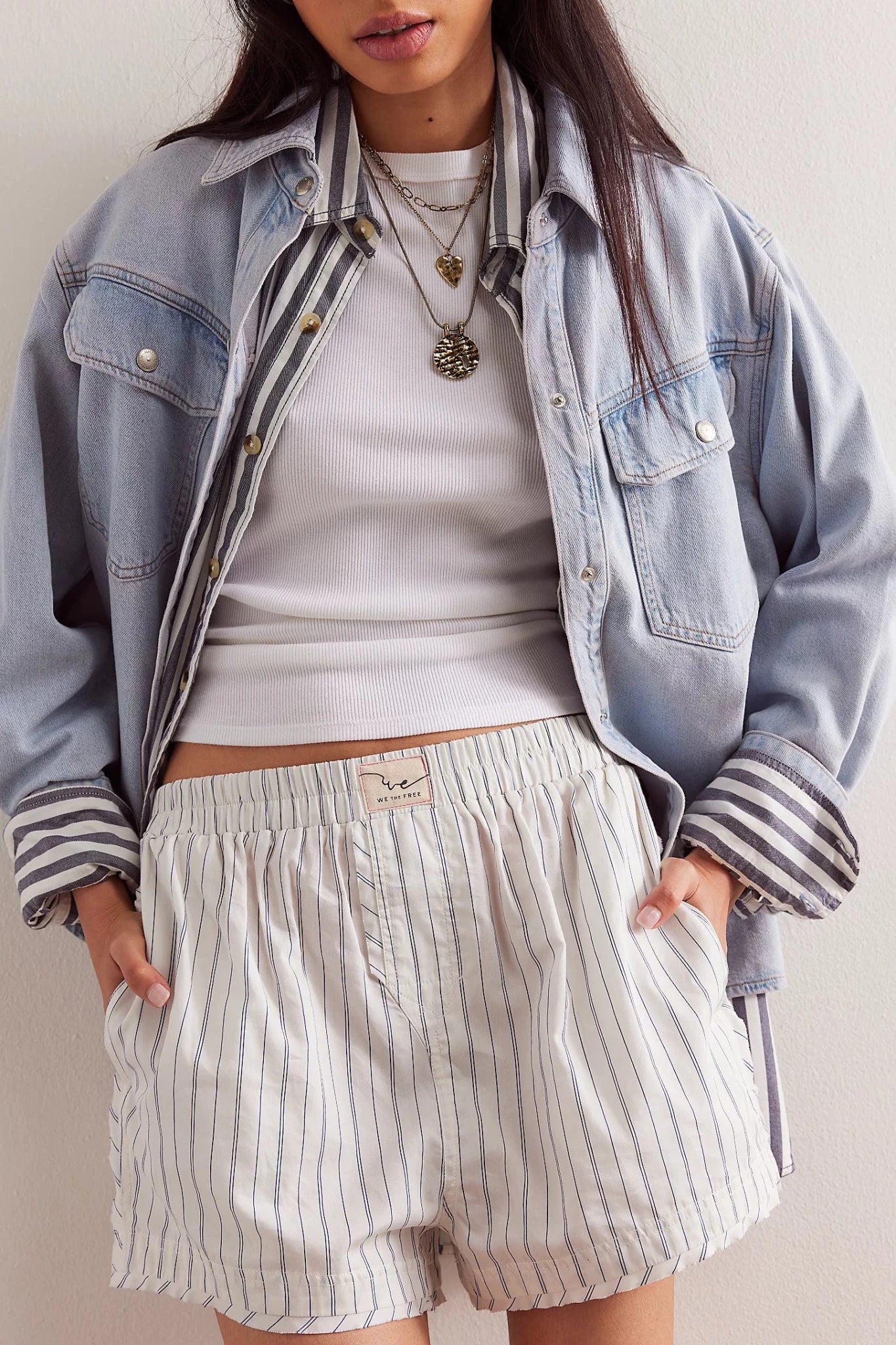 Day To Day Striped Boxer - Ivory Combo - Shorts - Free People