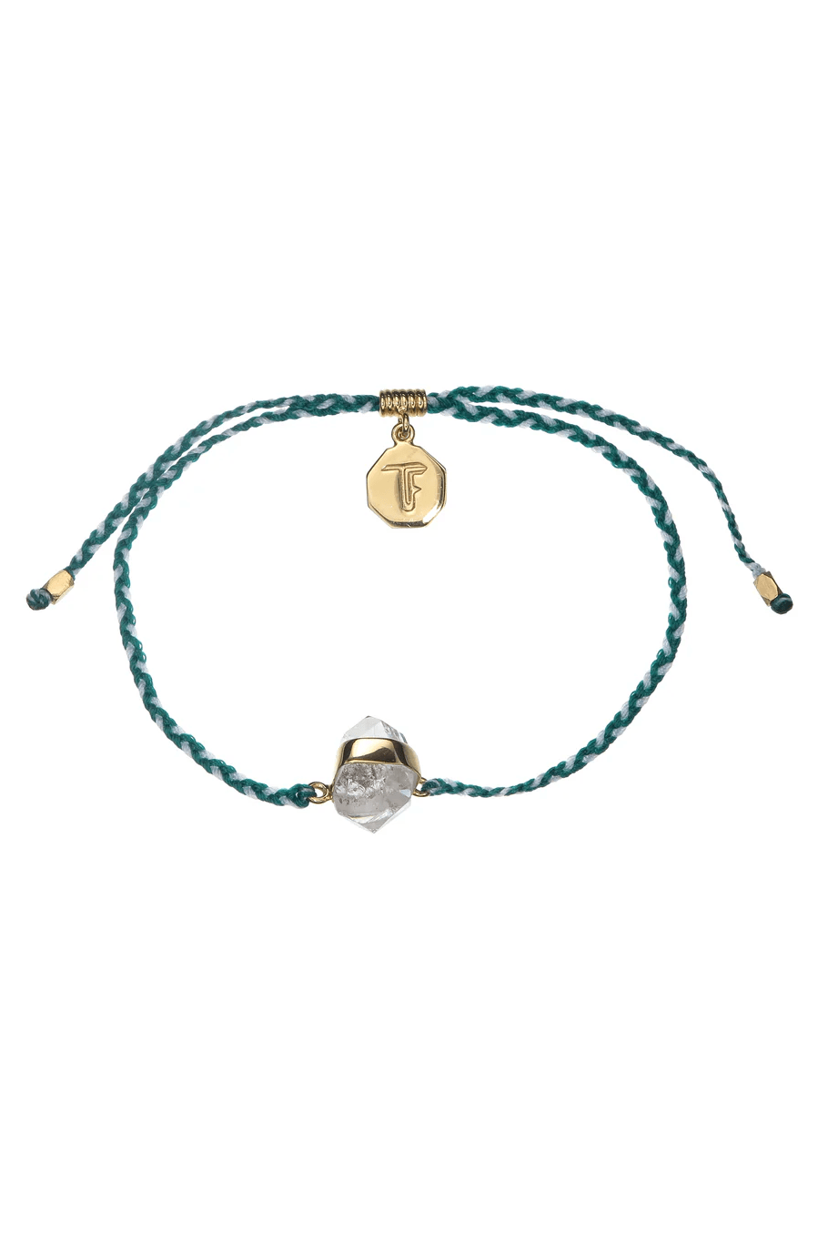 Diamond Quartz Crystal Bracelet | Botanical Green and White - Gold - Bracelets - Tiger Frame - Women's fashion at The Freedom State