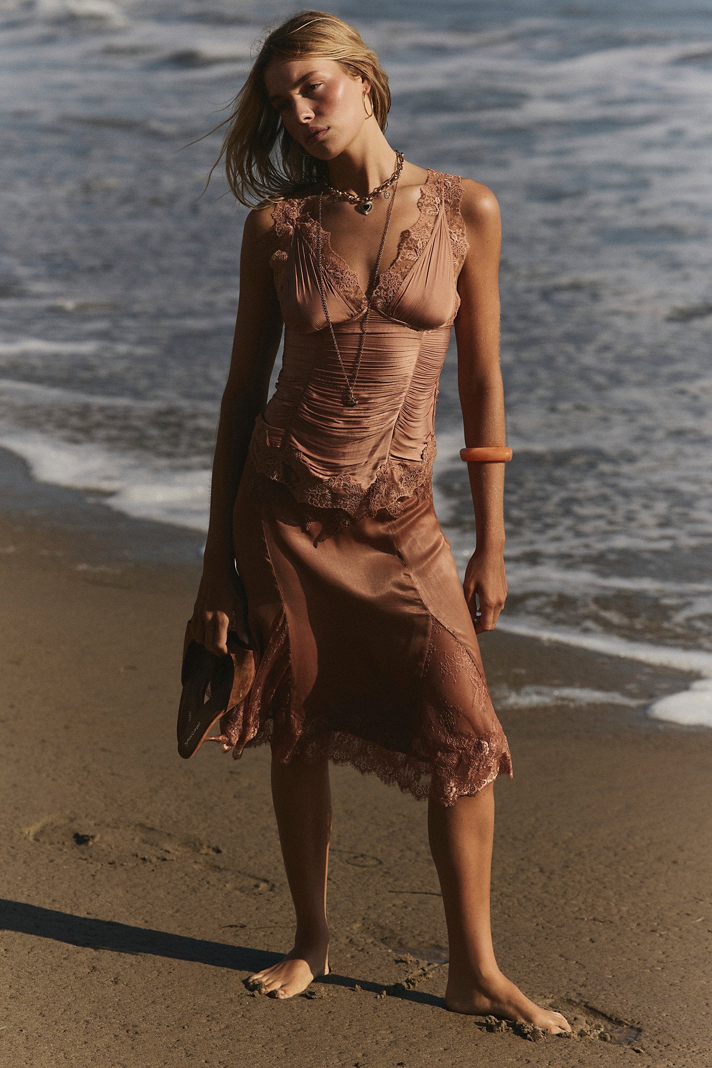 Elena Lace Tank - Peached Copper