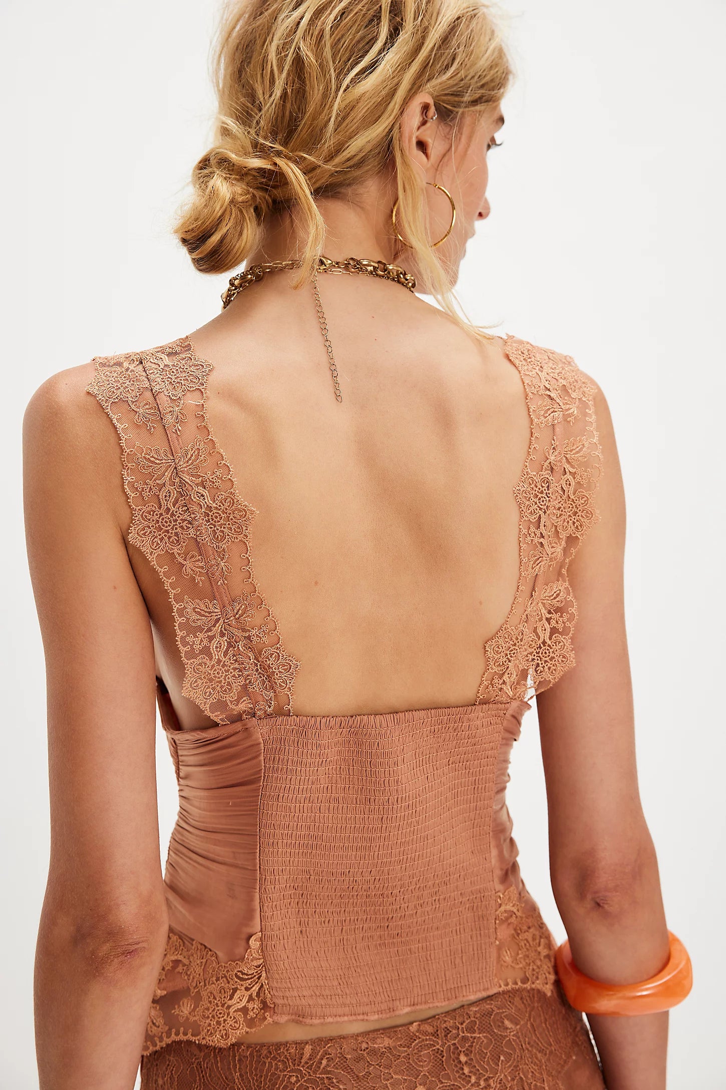Elena Lace Tank - Peached Copper