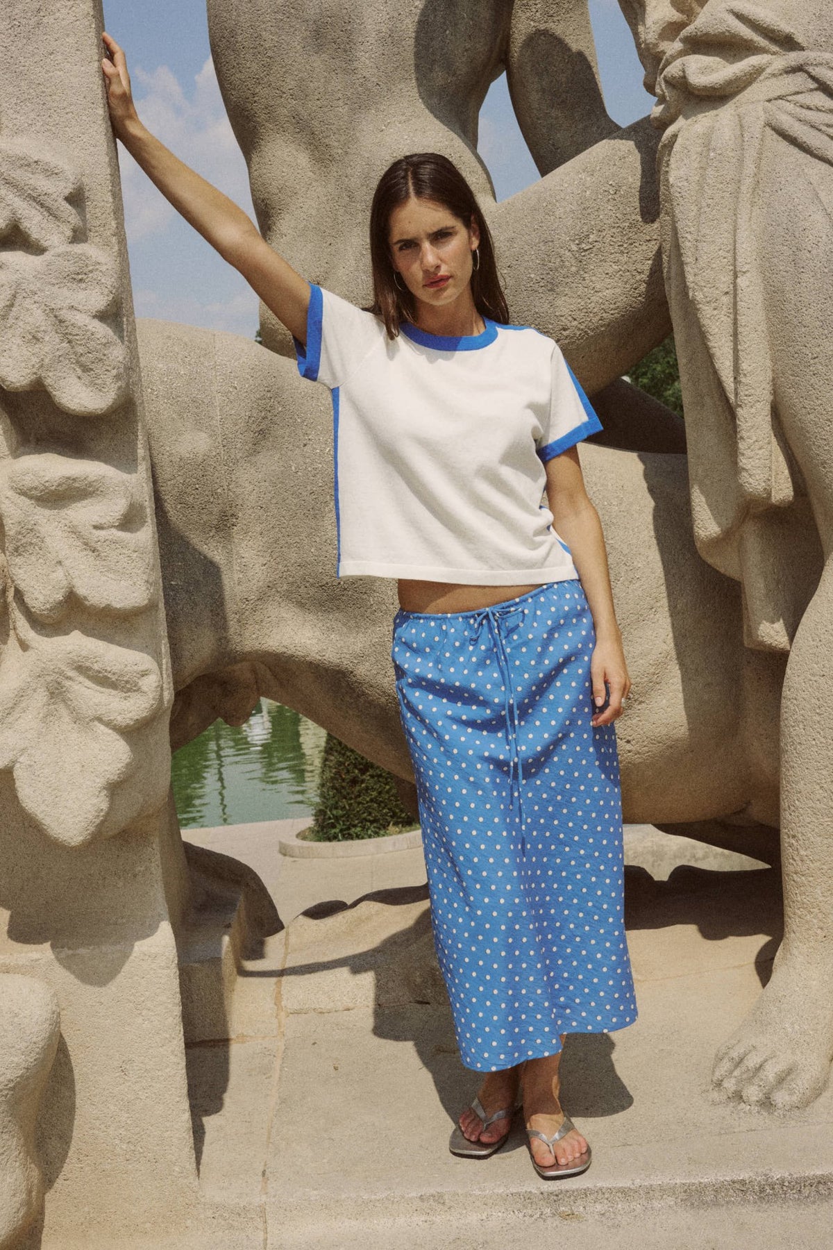 Frannie Silk Midi Skirt - Cornflower Spot - Skirts - Rowie The Label - Women's fashion at The Freedom State