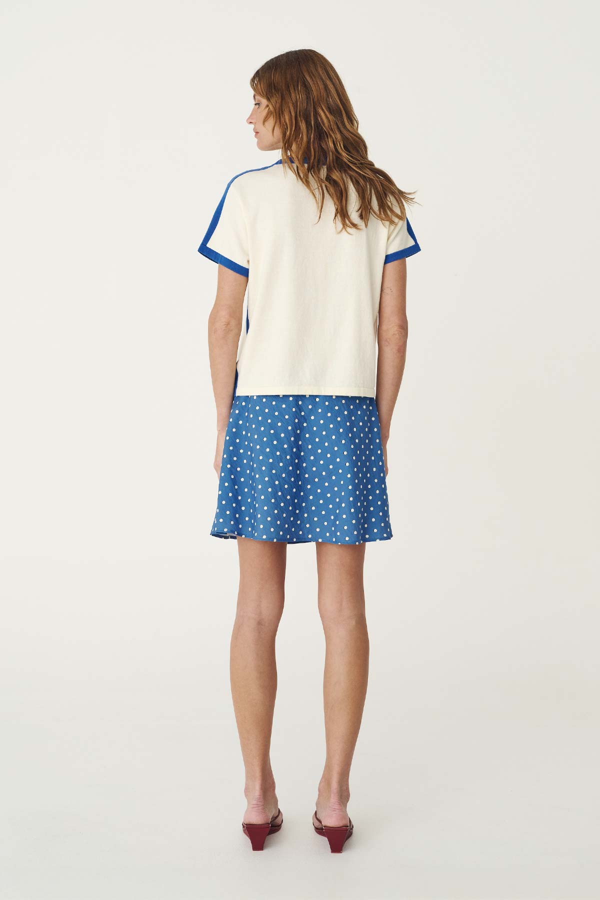 Frannie Silk Mini Skirt - Cornflower Spot - Skirts - Rowie The Label - Women's fashion at The Freedom State