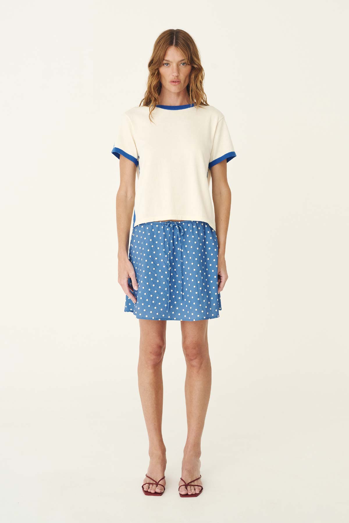 Frannie Silk Mini Skirt - Cornflower Spot - Skirts - Rowie The Label - Women's fashion at The Freedom State
