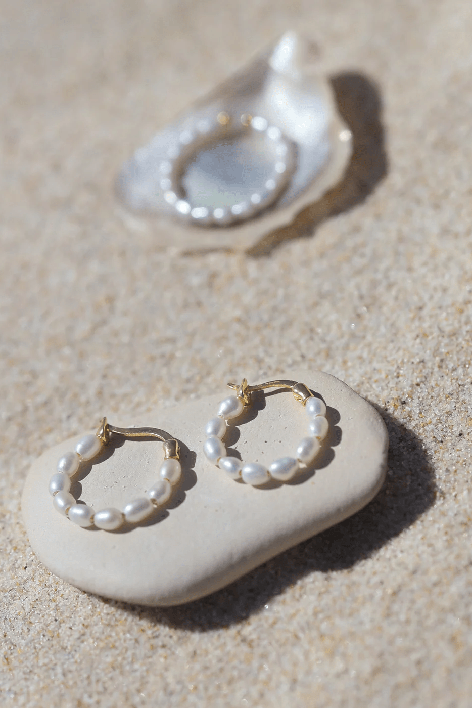 Full Pearl Hoops - Gold - Earrings - Saint Valentine - Women's fashion at The Freedom State