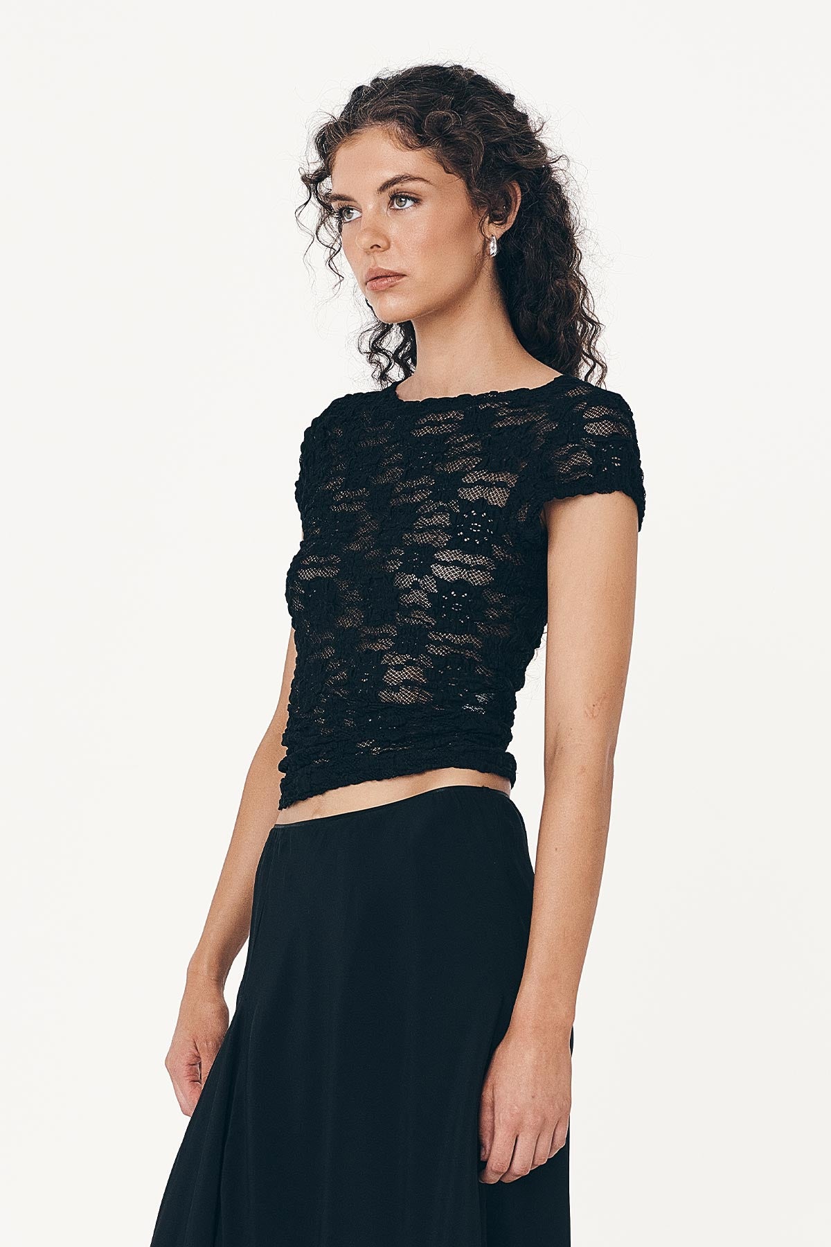Galo Sunflower Lace Tee - Noir