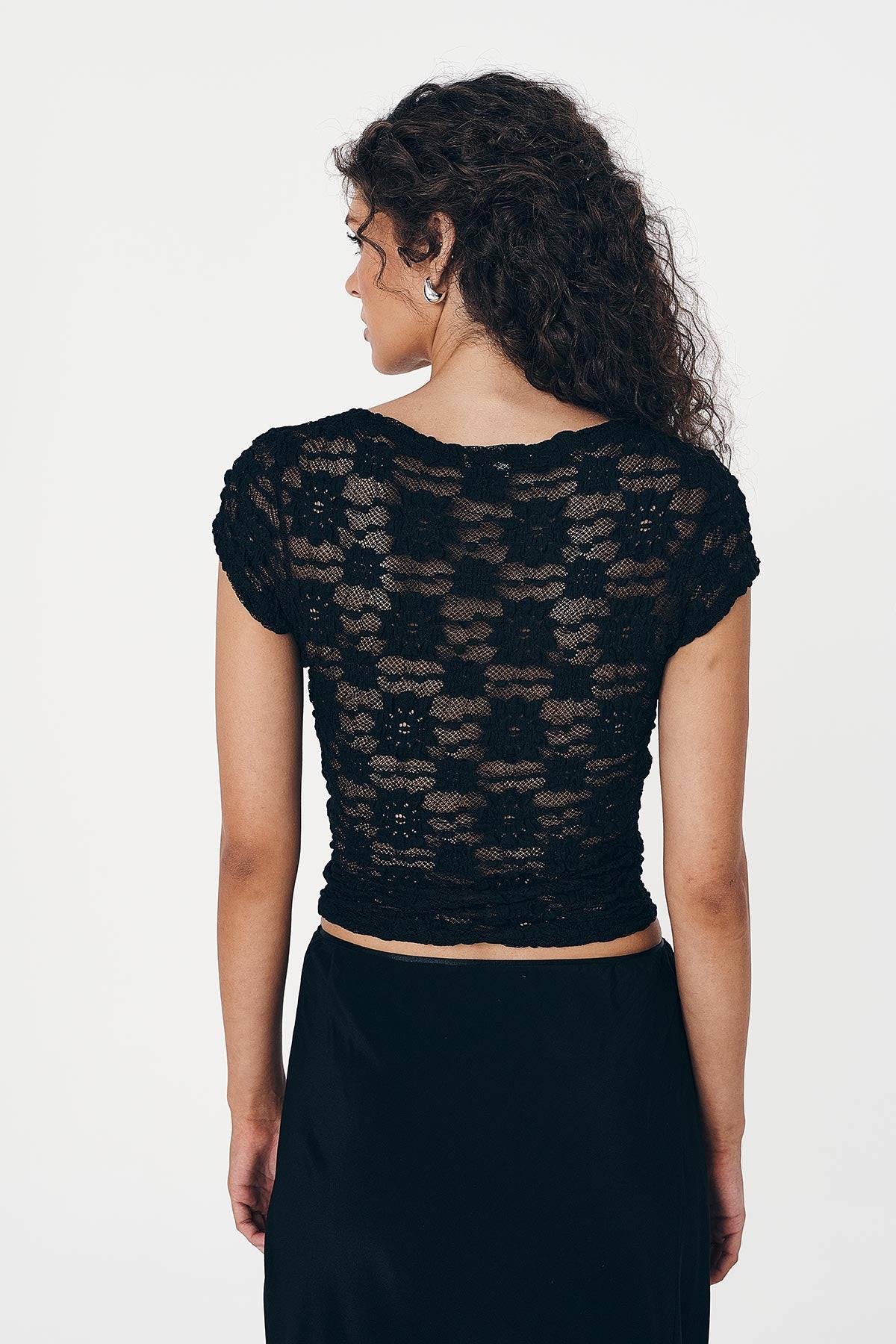 Galo Sunflower Lace Tee - Noir