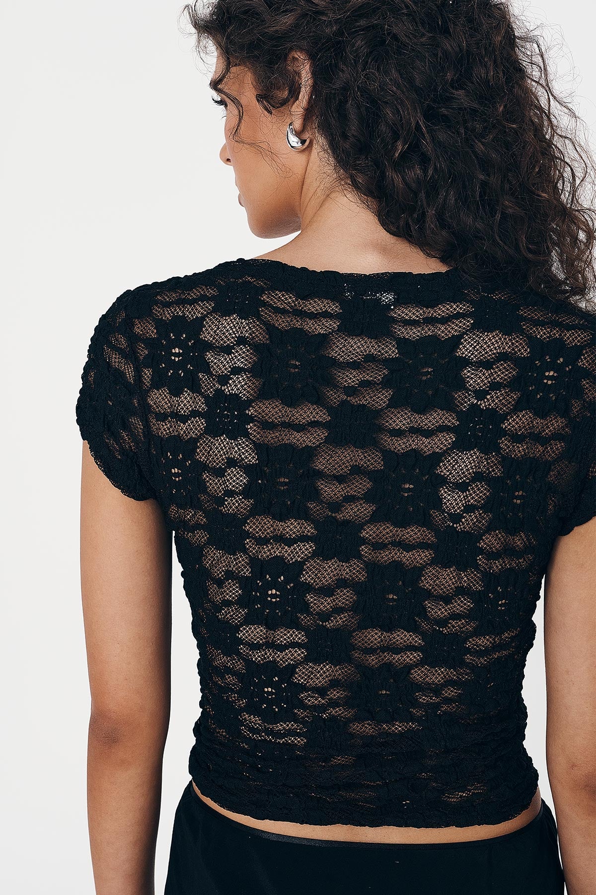 Galo Sunflower Lace Tee - Noir