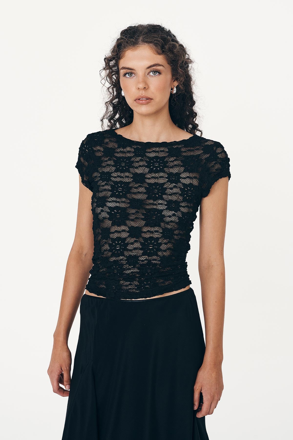 Galo Sunflower Lace Tee - Noir
