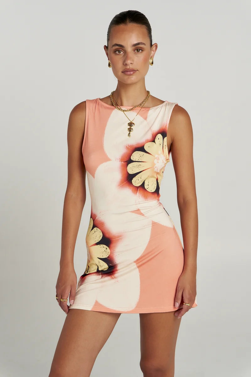 Boatneck Mini Dress - Harlequin