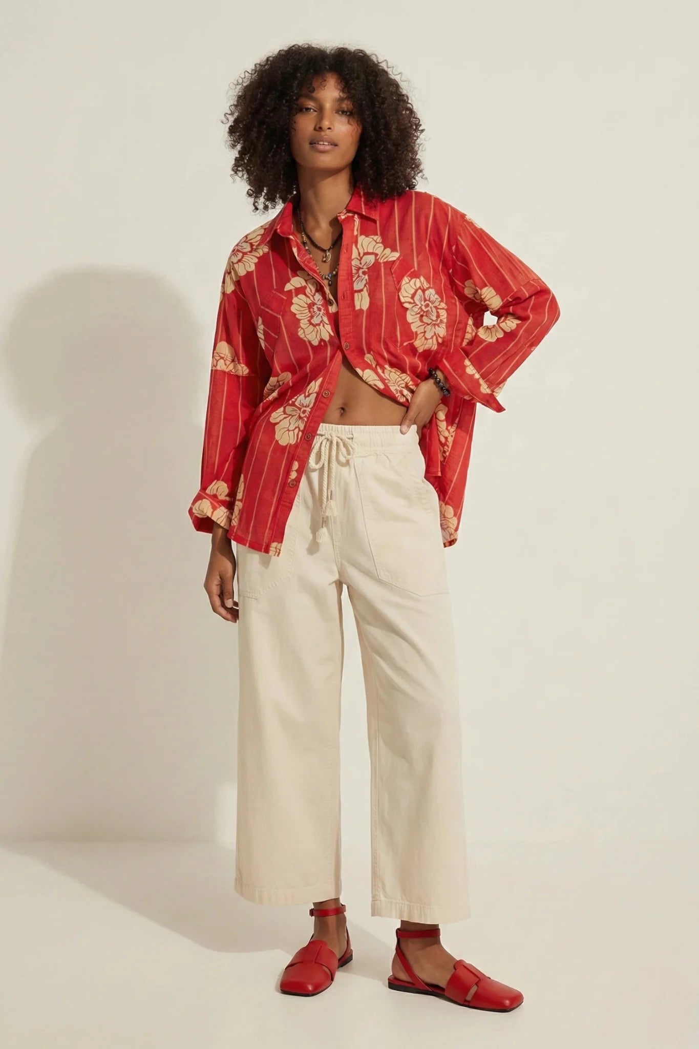 Hidden Flower Camo Shirt - Cherry Combo - Fashion Tops - Free People - Women's fashion at The Freedom State