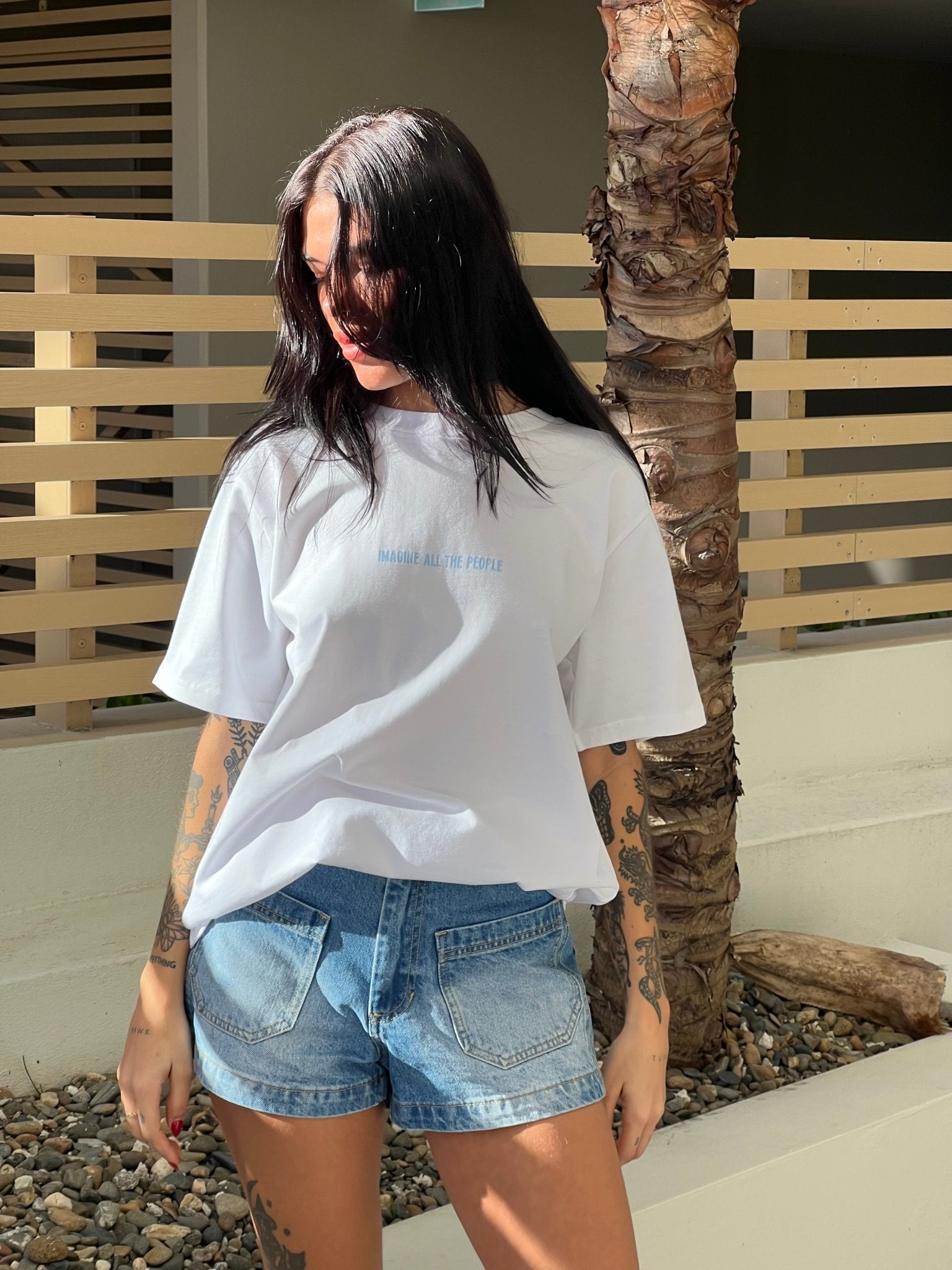 Imagine Heavy Tee White - Sky - T-Shirts - The Freedom State - Women's fashion at The Freedom State