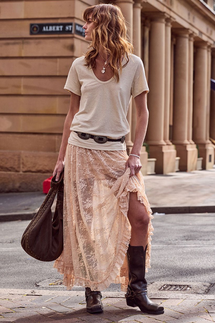 Labyrinth Lace Maxi Skirt - Peach Bliss - Skirts - Spell - Women's fashion at The Freedom State