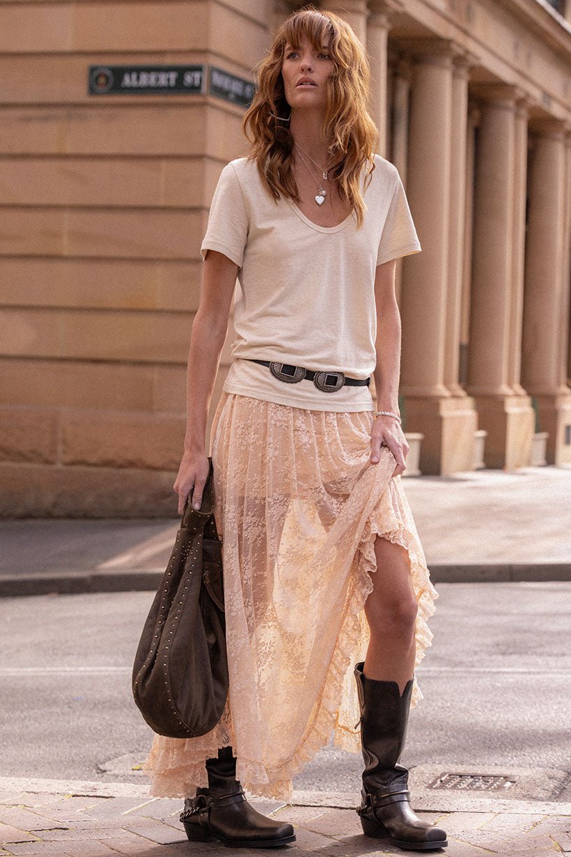 Labyrinth Lace Maxi Skirt - Peach Bliss - Skirts - Spell - Women's fashion at The Freedom State