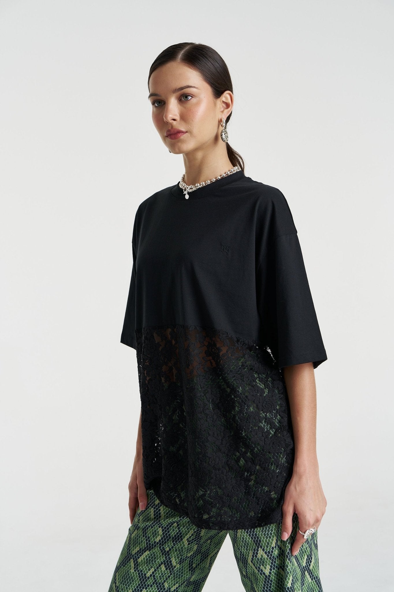 Lace Panel Tee - Black - T-Shirts - Summi Summi - Women's fashion at The Freedom State
