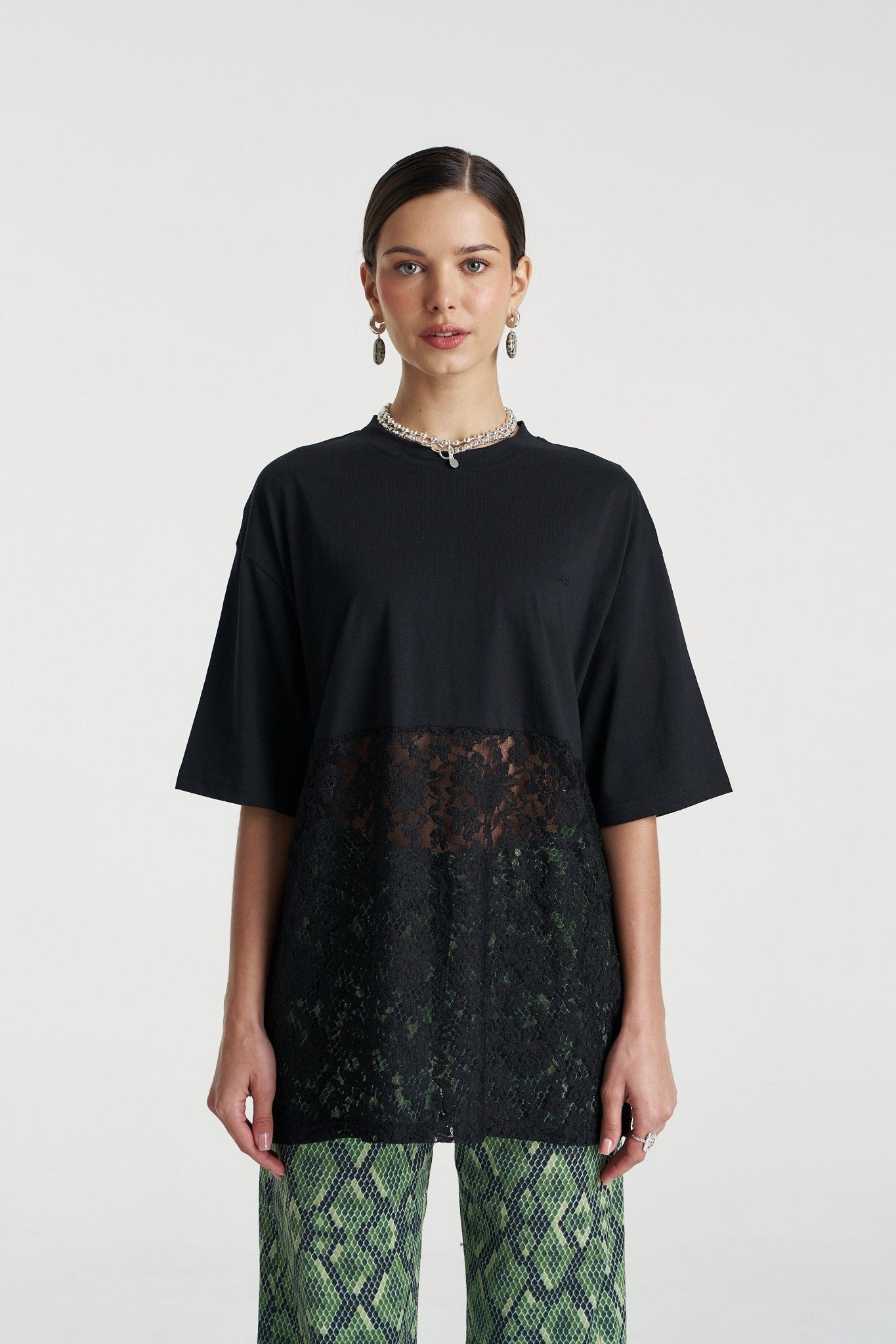 Lace Panel Tee - Black - T-Shirts - Summi Summi - Women's fashion at The Freedom State