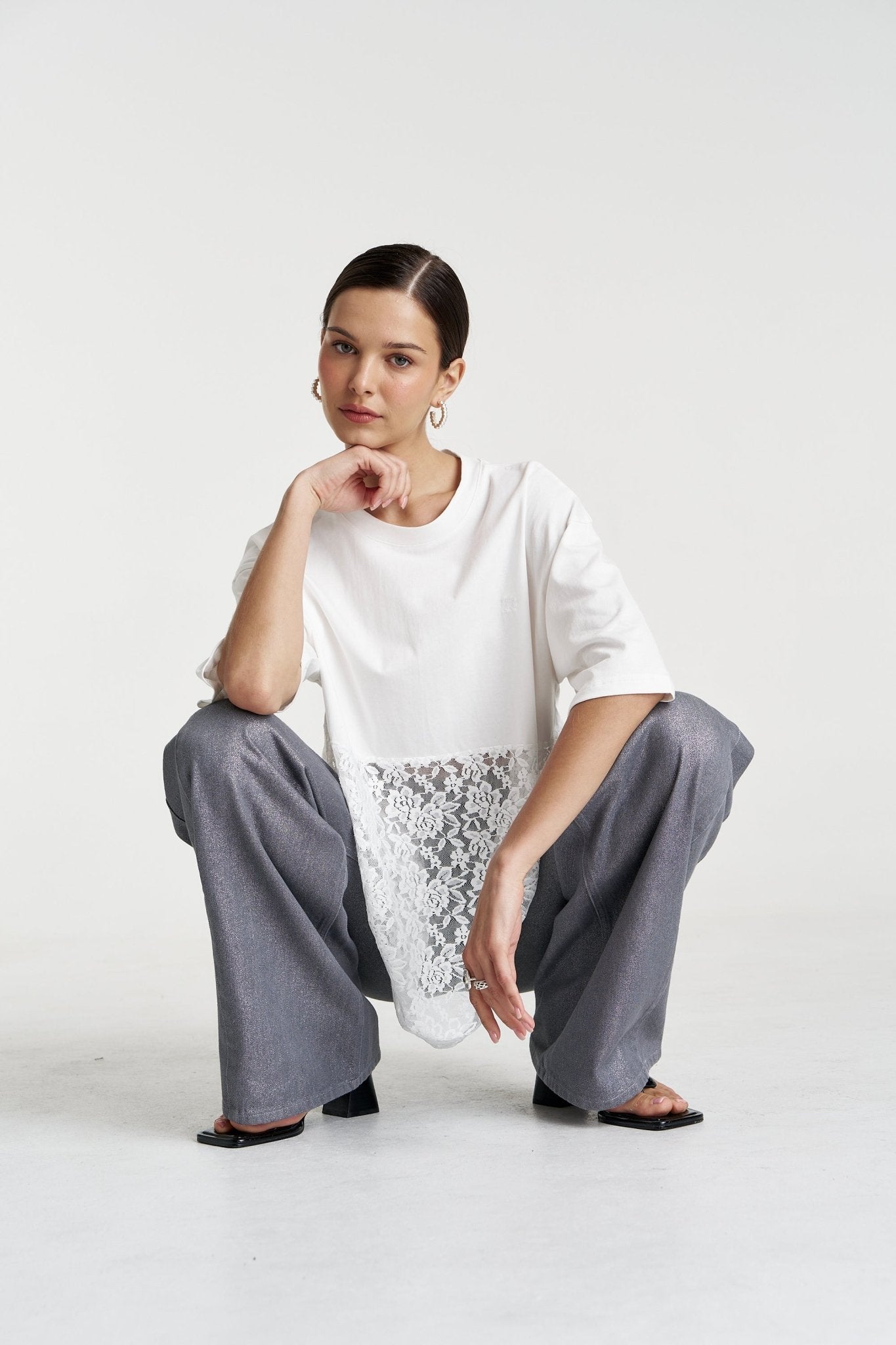 Lace Panel Tee - Lily White - T-Shirts - Summi Summi - Women's fashion at The Freedom State