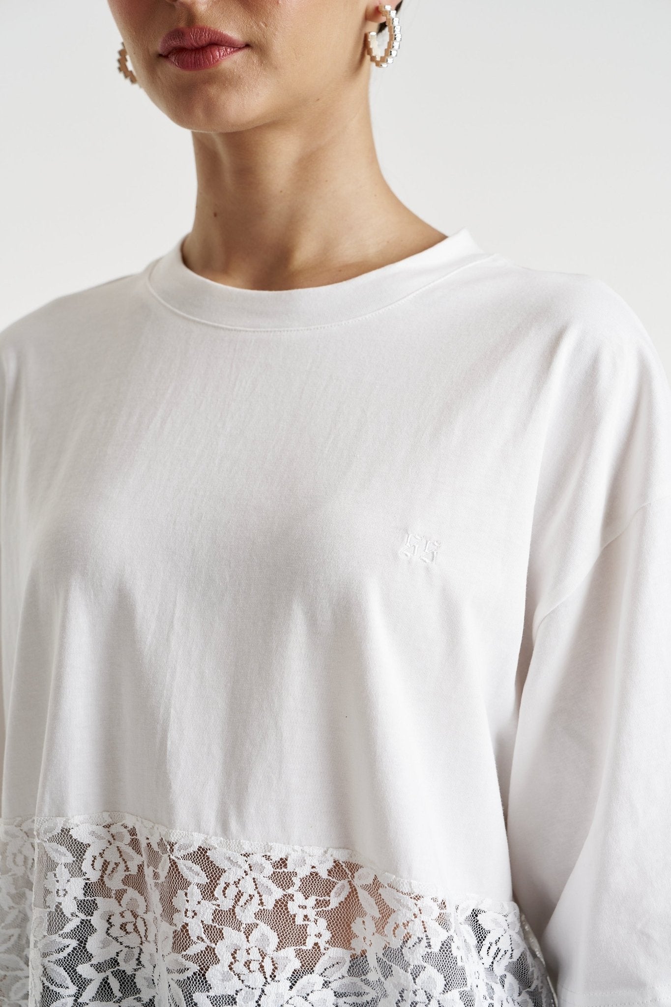 Lace Panel Tee - Lily White - T-Shirts - Summi Summi - Women's fashion at The Freedom State