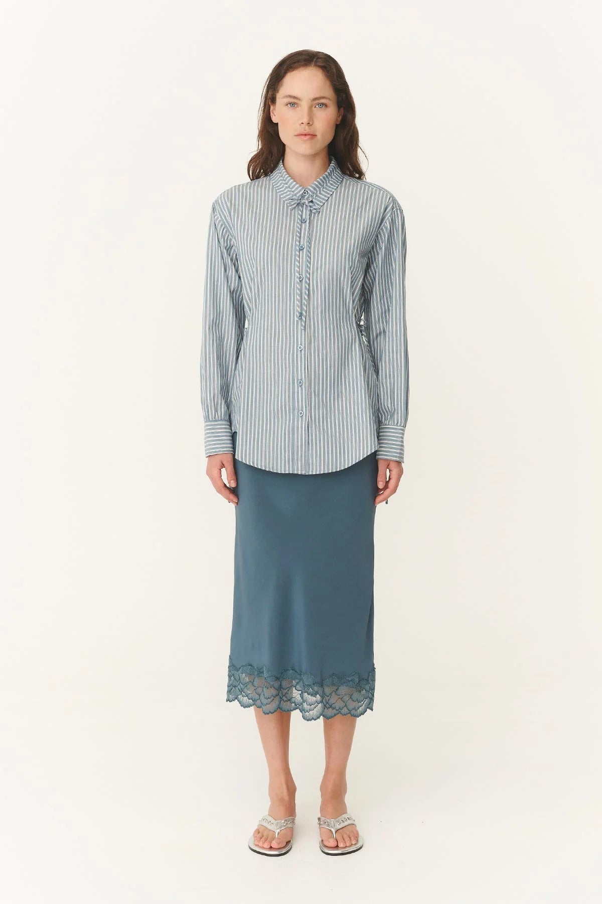 Marina Silk Midi Skirt - Teal Blue - Skirts - Rowie The Label - Women's fashion at The Freedom State