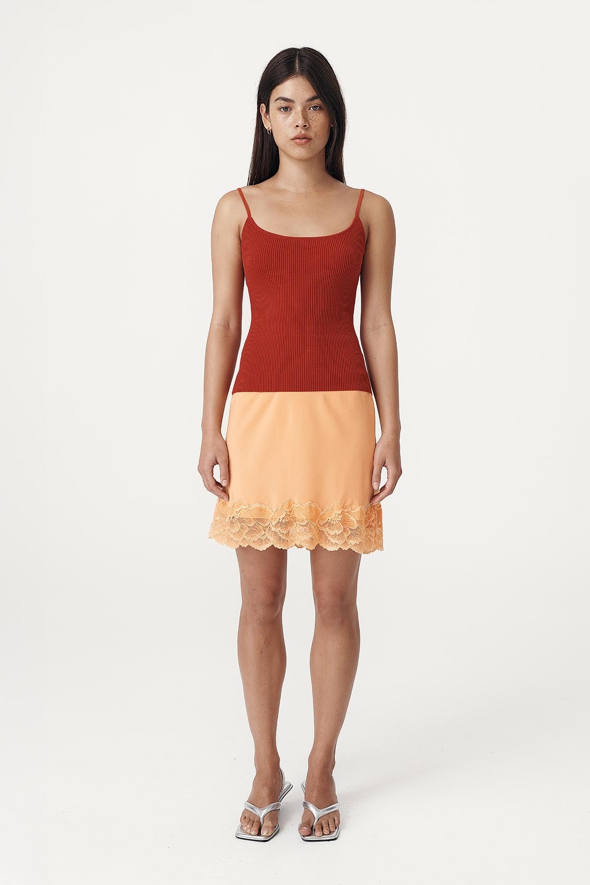 Marina Silk Mini Skirt - Canteloupe - Skirts - Rowie The Label