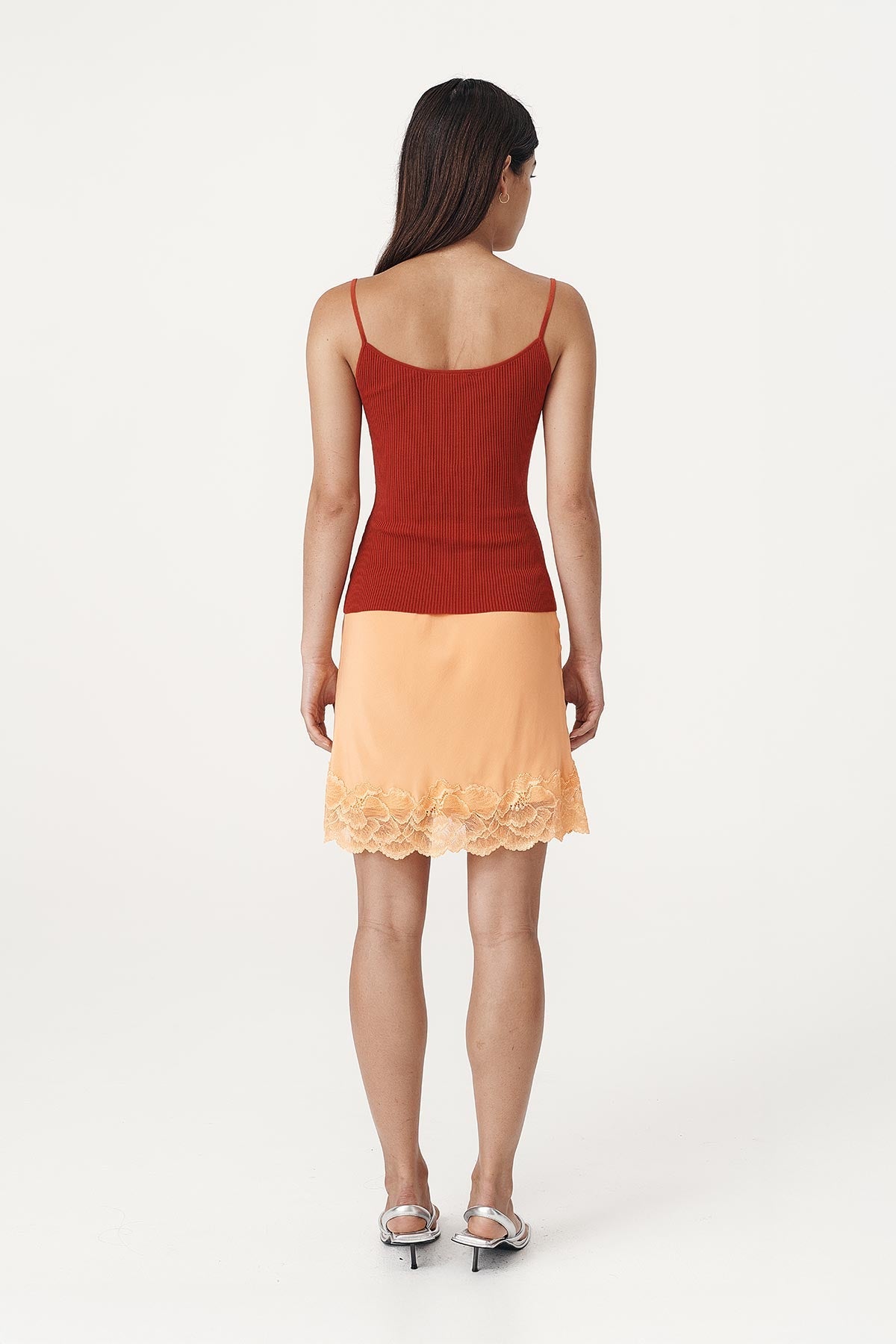 Marina Silk Mini Skirt - Canteloupe - Skirts - Rowie The Label