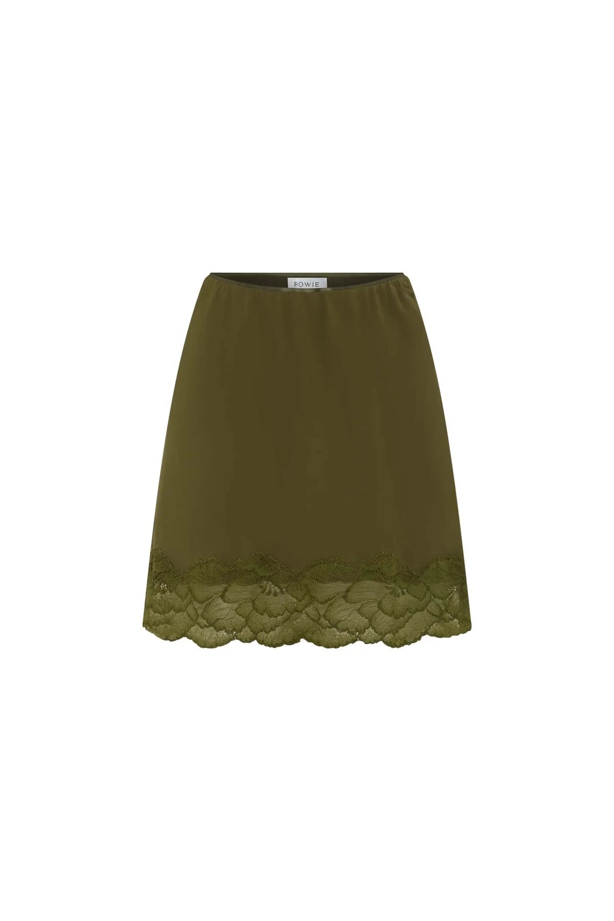 Marina Silk Mini Skirt - Olive - Skirts - Rowie The Label - Women's fashion at The Freedom State