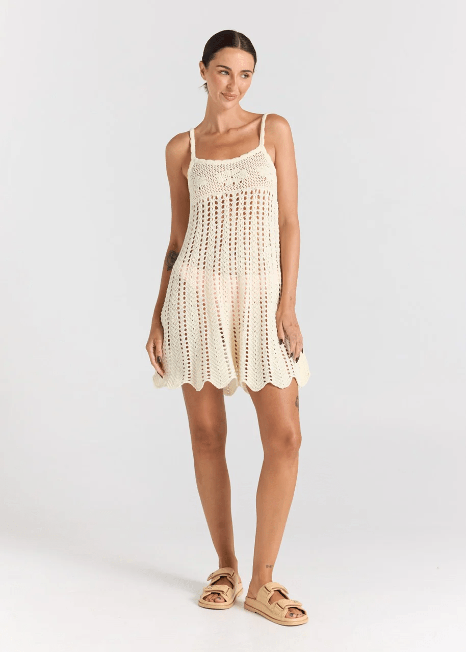Maya Knit Singlet Dress - Vanilla - Mini Dresses - Poolside Paradiso - Women's fashion at The Freedom State