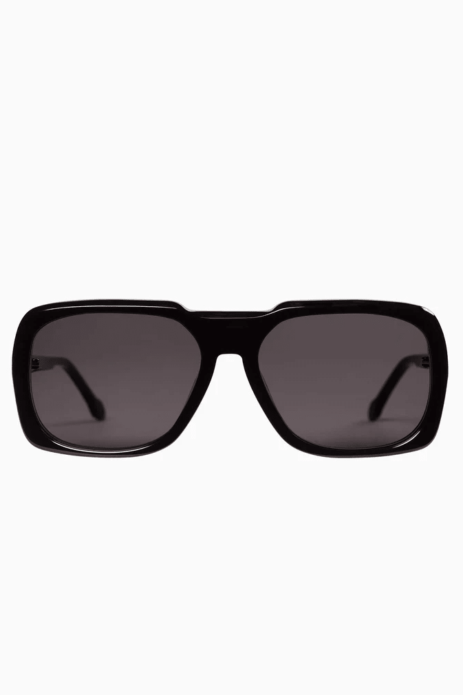 Memoir | Sunglasses - Gloss Black w. Silver Metal Trim / Black Lens - Sunglasses - Valley Eyewear - Women's fashion at The Freedom State