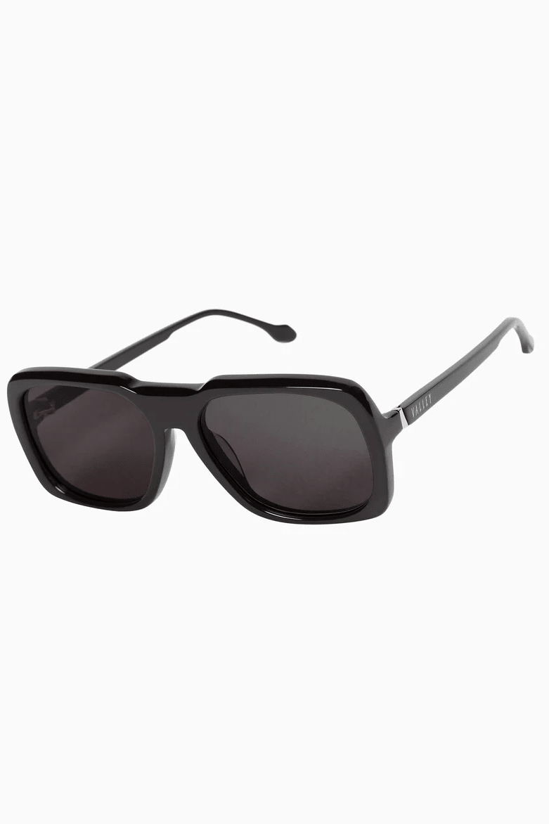 Memoir | Sunglasses - Gloss Black w. Silver Metal Trim / Black Lens - Sunglasses - Valley Eyewear - Women's fashion at The Freedom State