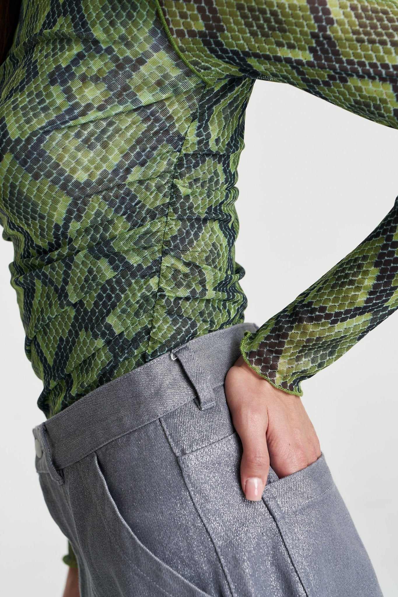 Mesh LS Rouched Skivvy - Viper - Summi Summi - Women's fashion at The Freedom State